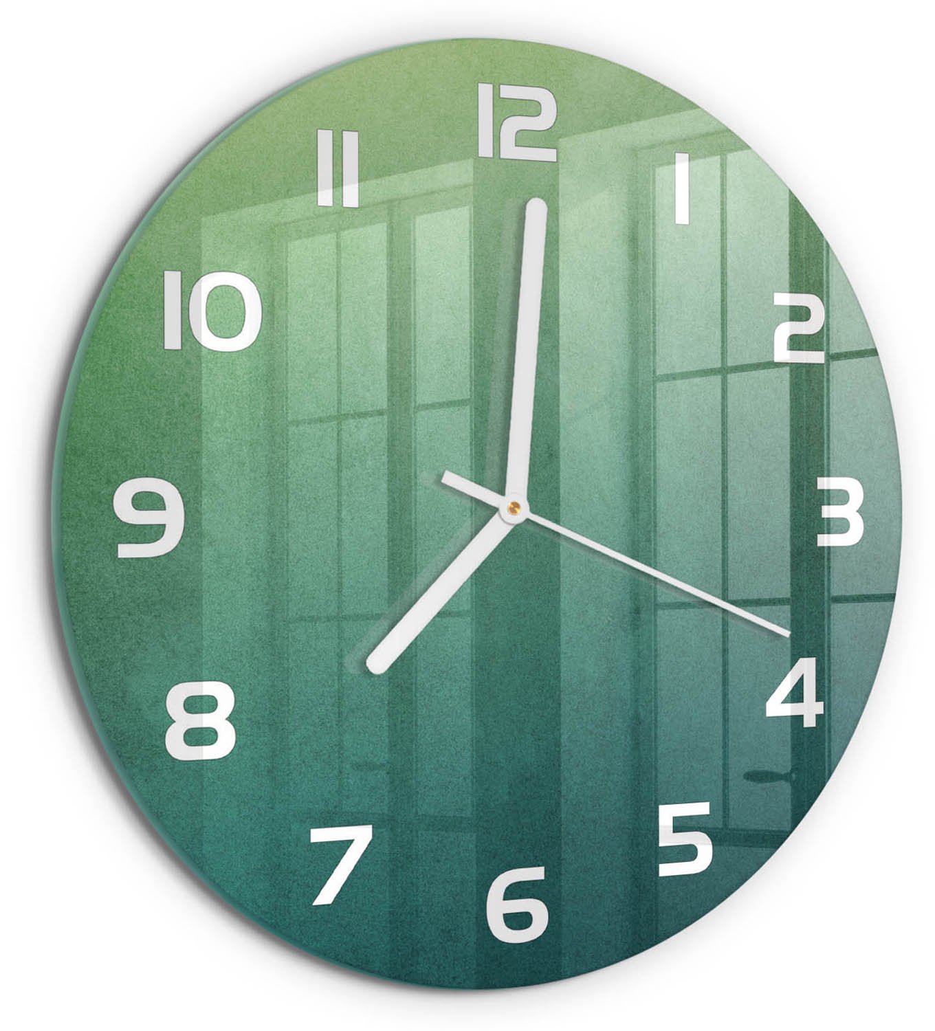 TULUP Wandklok - Zeegradiënten Wandklok Glas Met Motief - fi30 cm - Veelkleurig Decoratieve Glazen Klok - Witte handen - Ronde Klok - Gekleurde Glazen Klok - Glazen Klok Met Print