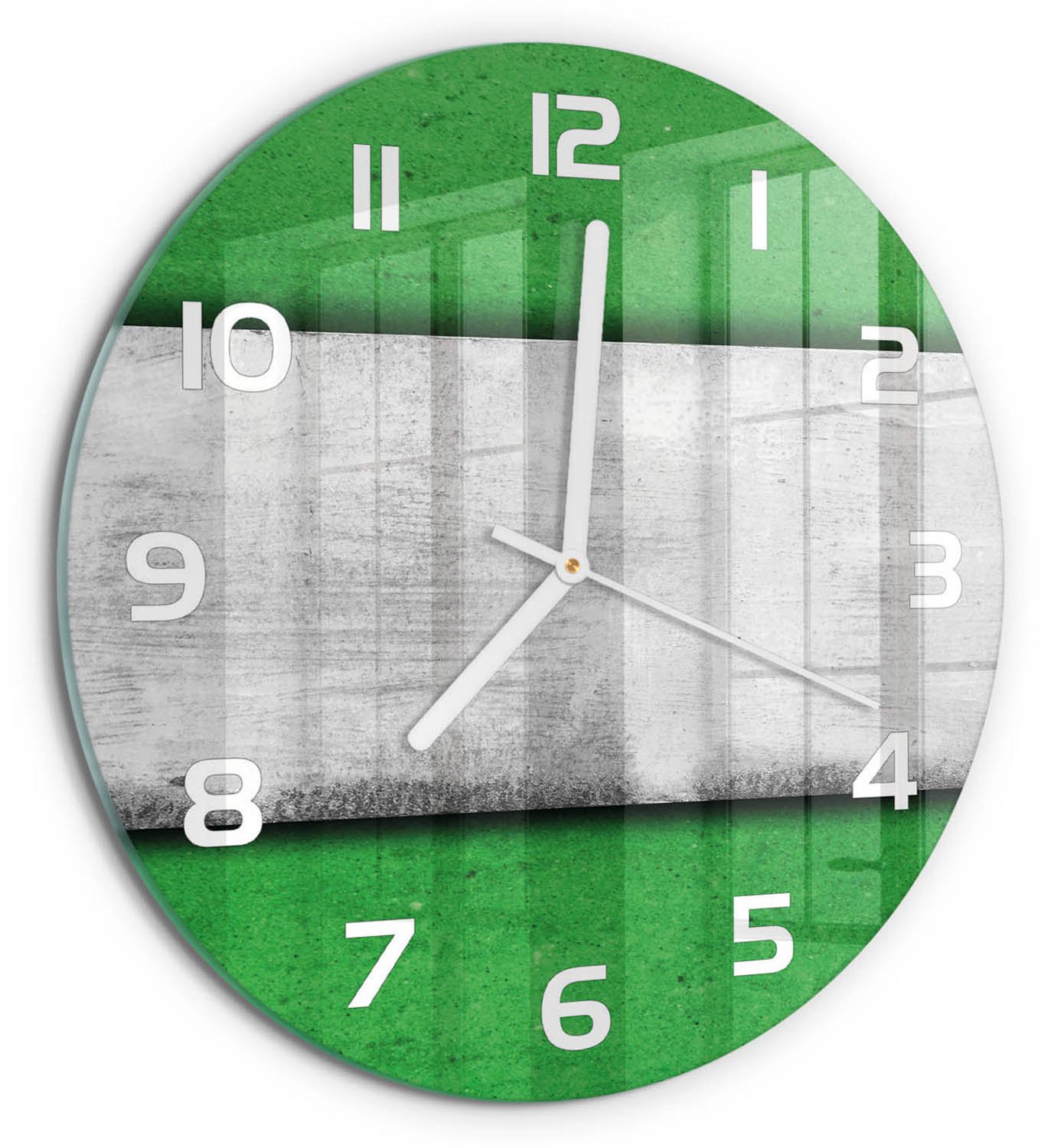 TULUP Wandklok - Groene muur Moderne Wandklok Glas - fi30 cm - Groente Wandklok Glas Decoratie - Witte handen - Ronde Klok - Glazen Wandklok Design - Klok Glas Met Opdruk