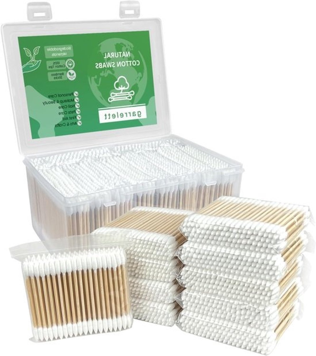 Wattenstaafjes Dubbelpunt - Katoenstaafjes Bamboe - Make-up Aanbrengen - Biologisch Afbreekbaar - 1000 Stuks - Natuurlijk