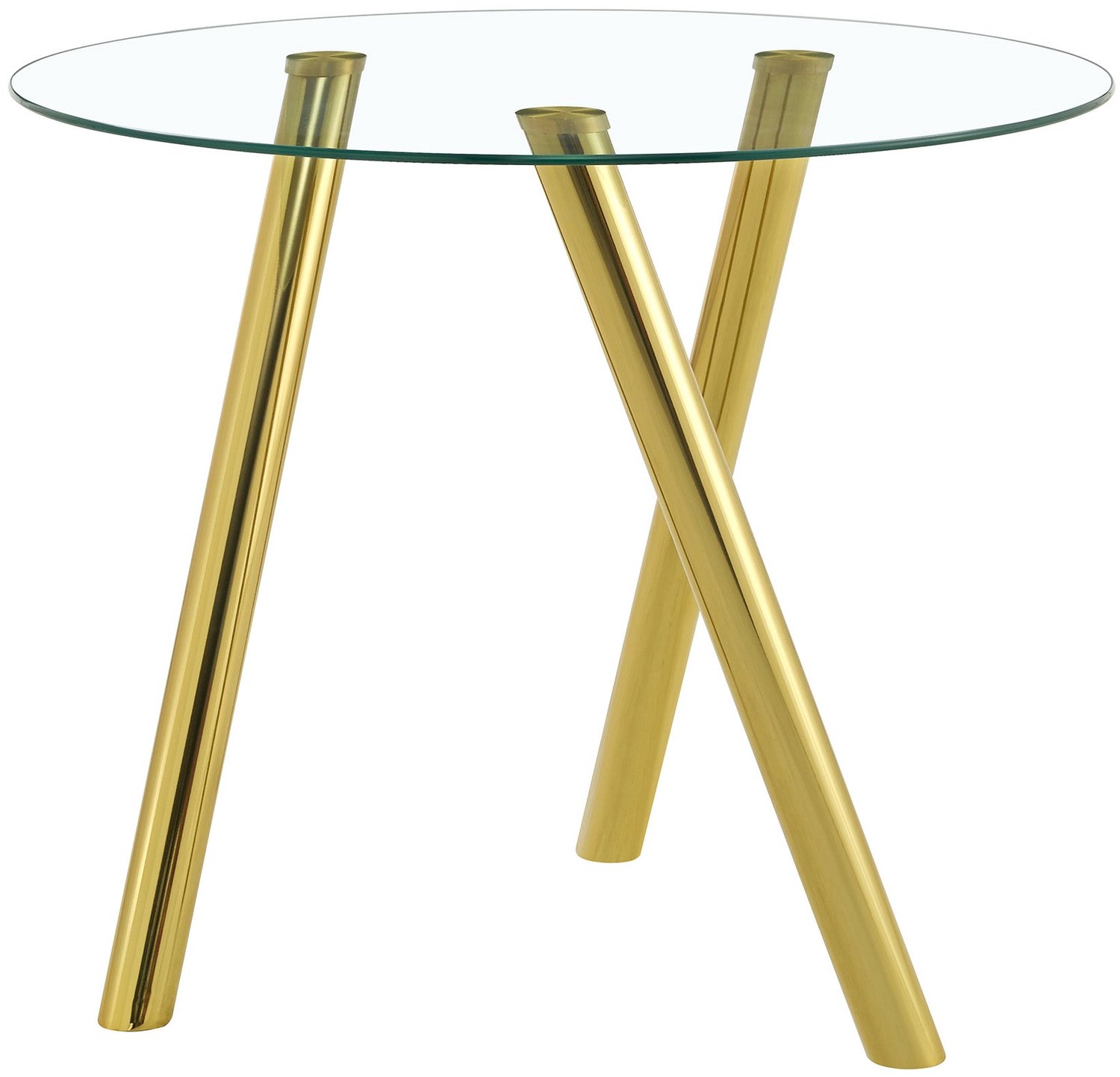Merax Ronde Eettafel 89 cm - Gehard Glazen Tafelblad - Goudkleurig Metalen Onderstel - Moderne Glazen Eettafel