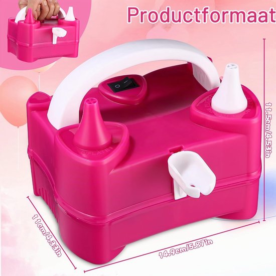 Elektrische balloninflator, 400W elektrische pomp voor ballonnen, elektrische luchtballonpomp met dubbel mondstuk, draagbaar, 2 werkmodi, multifunctioneel voor decoratiefeesten, verjaardagen — afbeelding 3