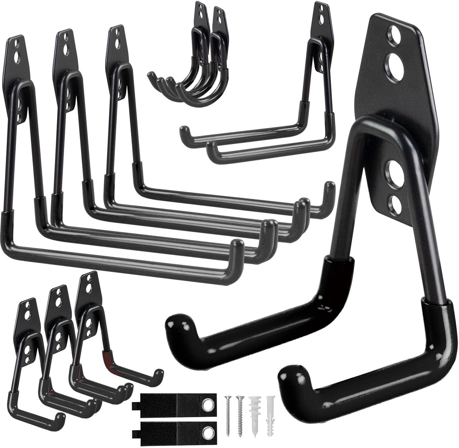 Set van 12 Zware Garagehaken voor Wandopslag - Perfect voor Fietsen en Tuingereedschap