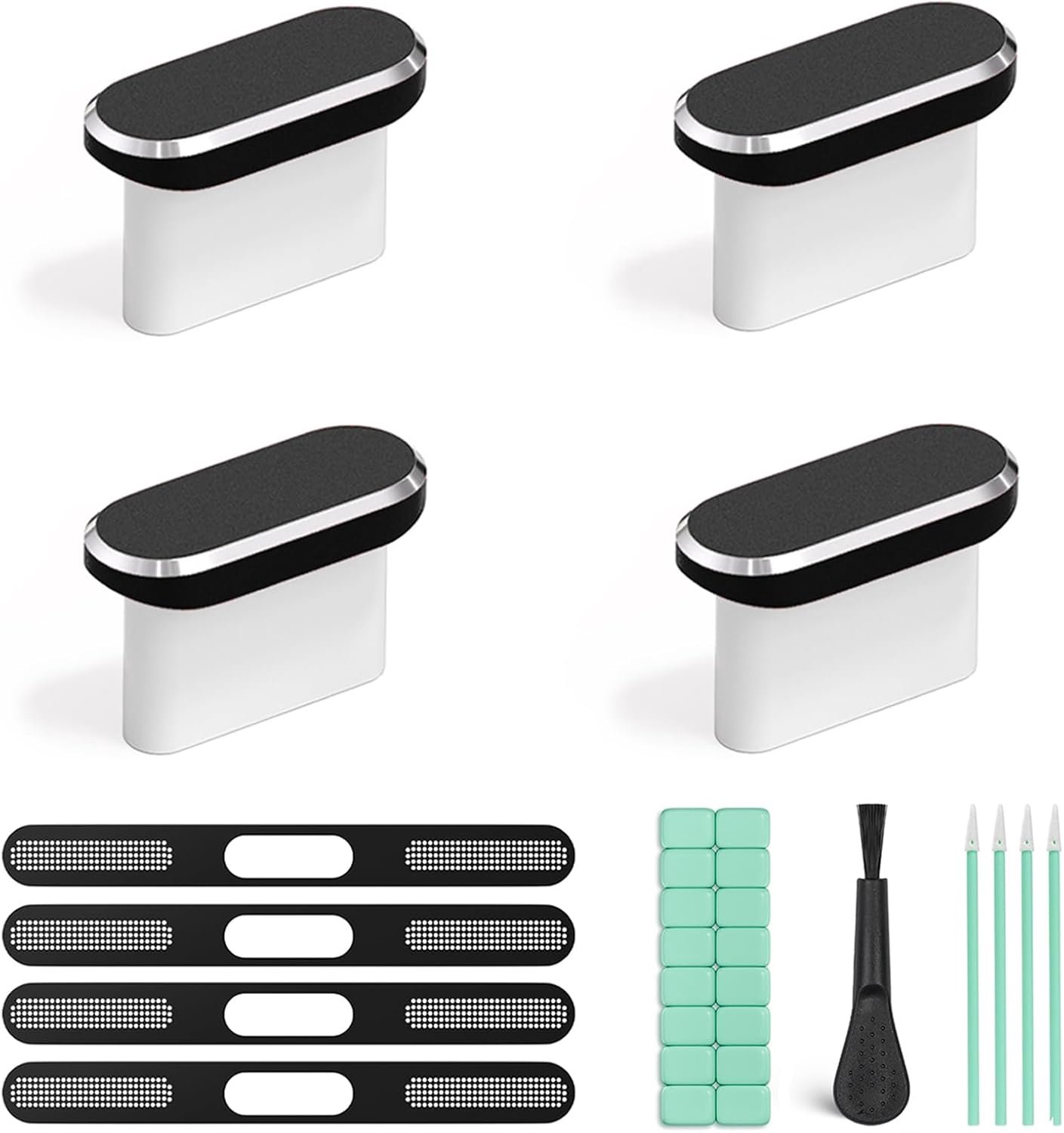 4-delige set stofbeschermers voor USB-C en luidsprekers