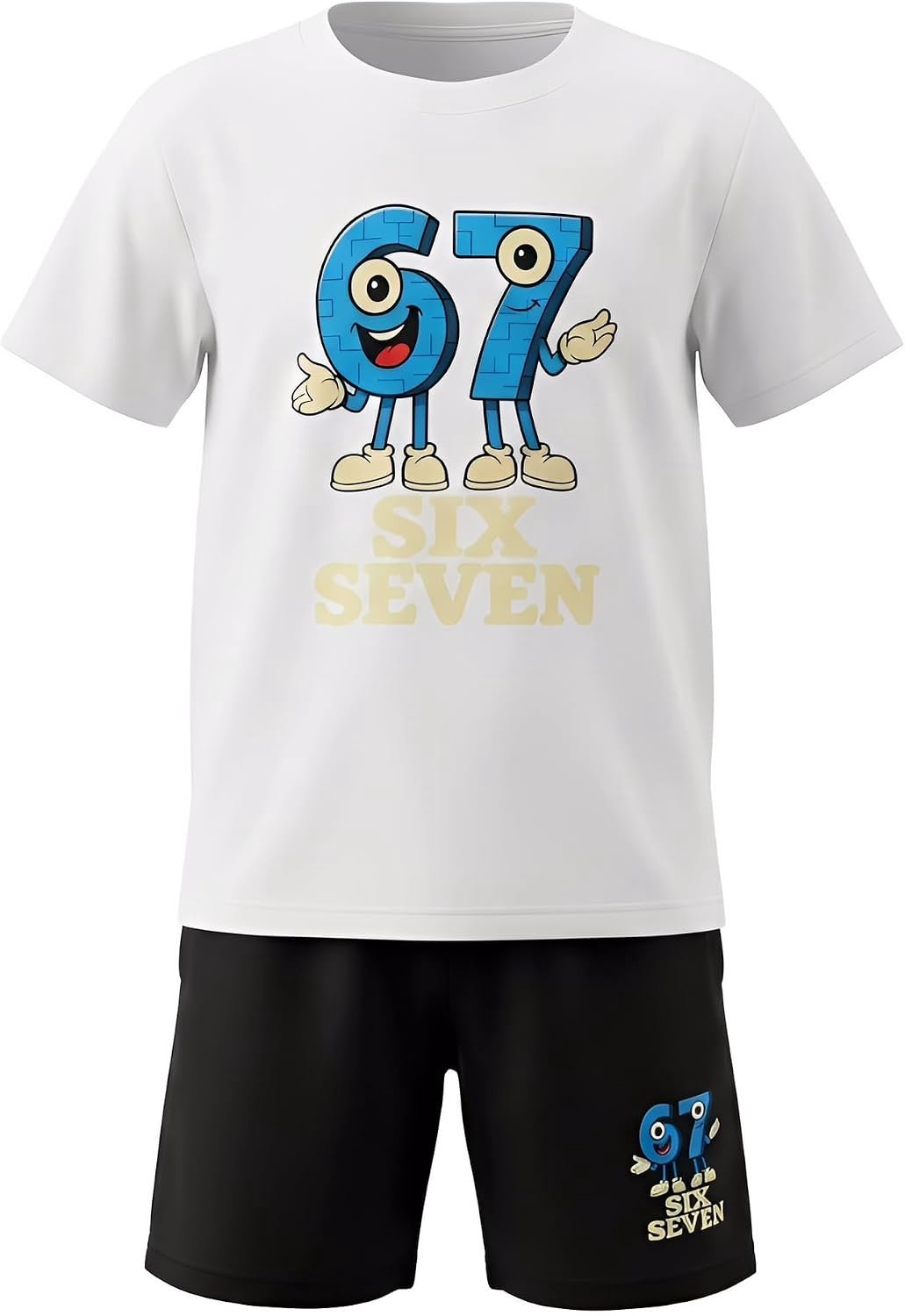 Set met korte broek, grappig shirt met print, zomerset