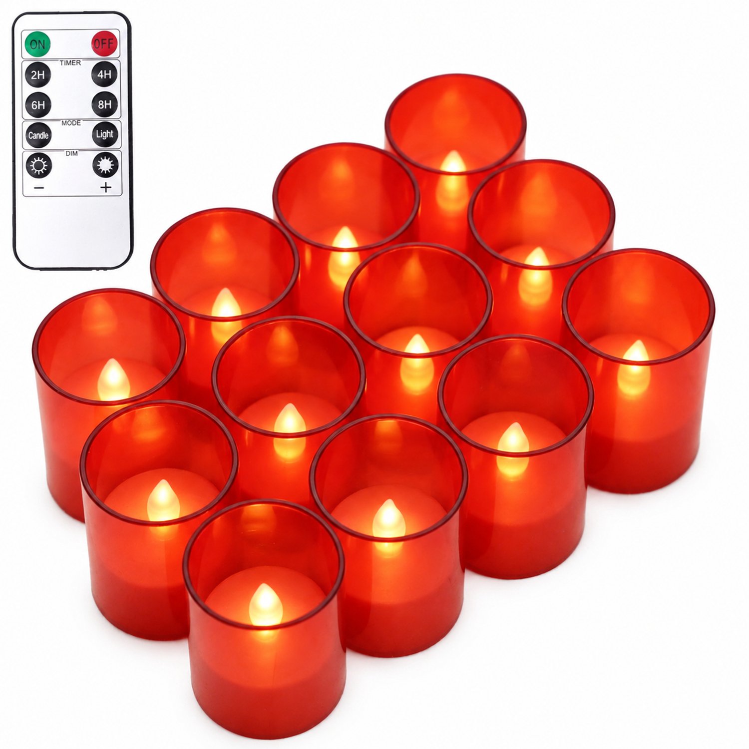 led kaarsen in rode cups, 12 stuks per doos, met afstandsbediening en vlamvorm voor bruiloften en huwelijksaanzoeken