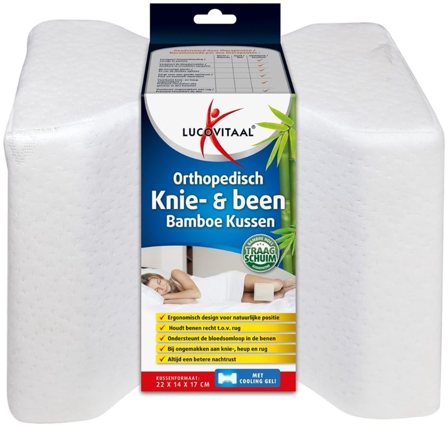 Ergonomisch Bamboo Kussen voor Knie en Been