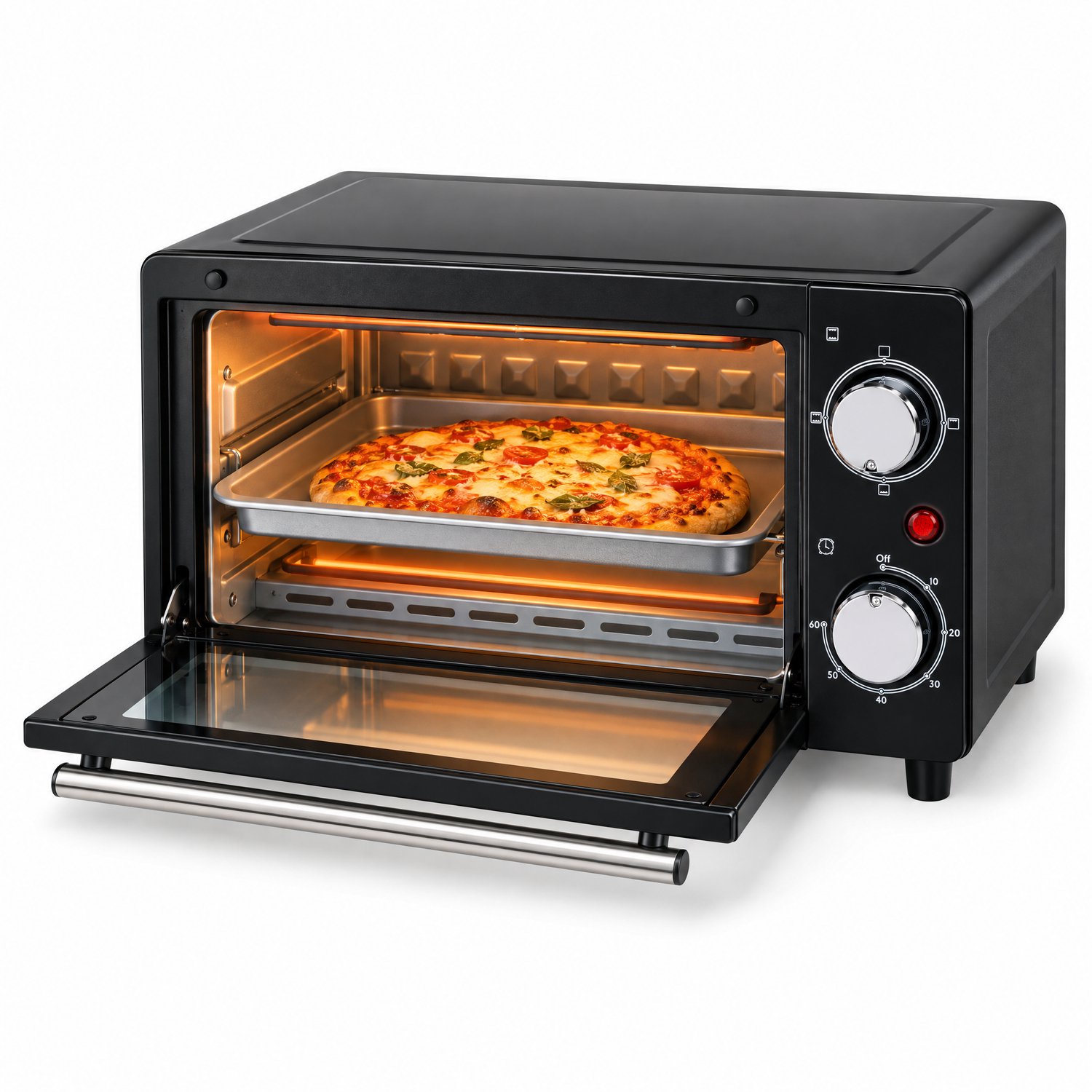 Cheqo® Vrachtwagen Oven Zwart - 24 Volt - Mini Oven Vrijstaand - Truckoven - Bakoven met Grillfunctie - Camping Oventje - Oventje voor Camper en Boot - Sigarettenaansteker Aansluiting - Grillrooster en Bakplaat - Vrachtwagen Accessoires