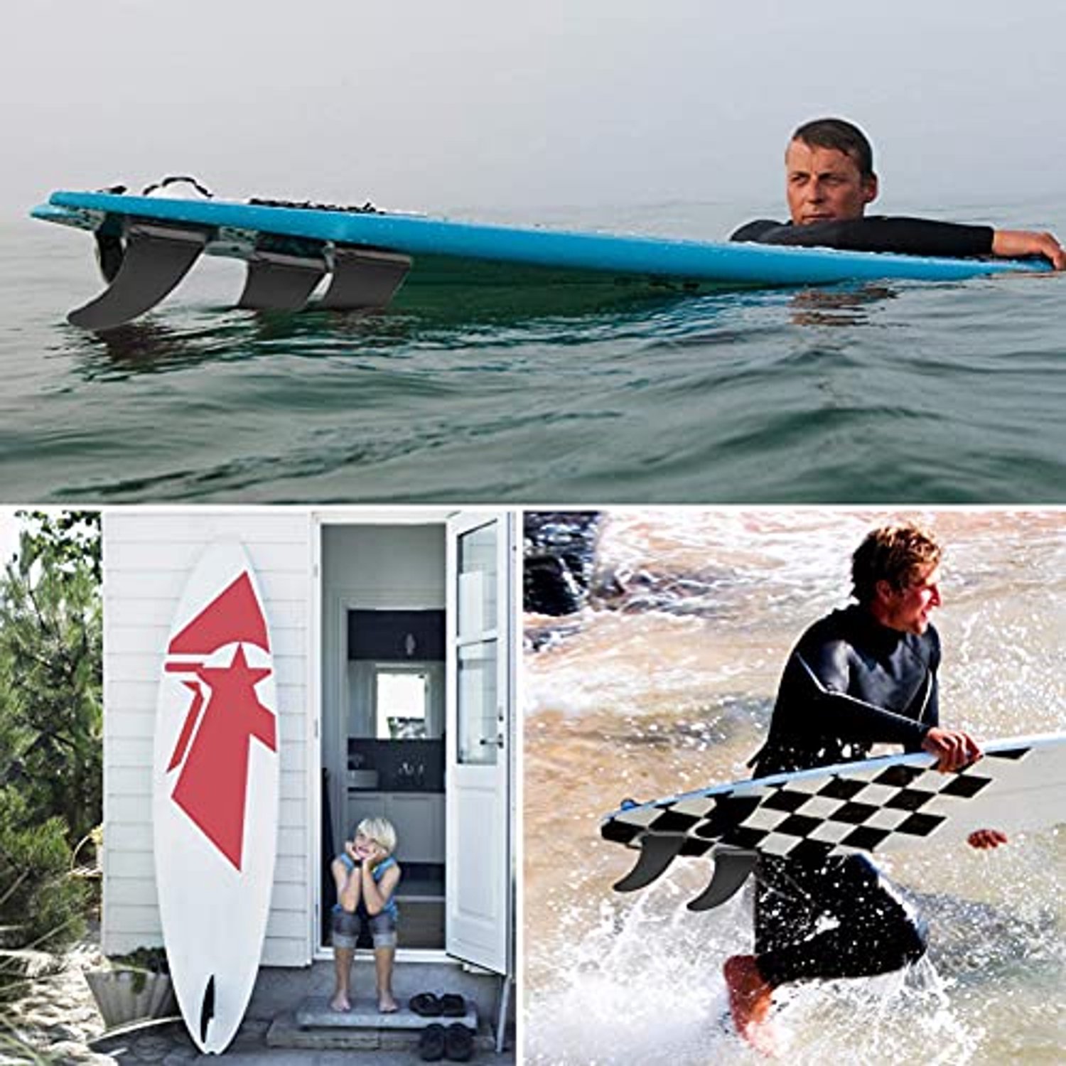 Fin Afneembaar Ontwerp PVC Middenvin Slagvast Surfboard/Longboard Ideaal voor Transport Clip Bevestiging Surfvin Zwart