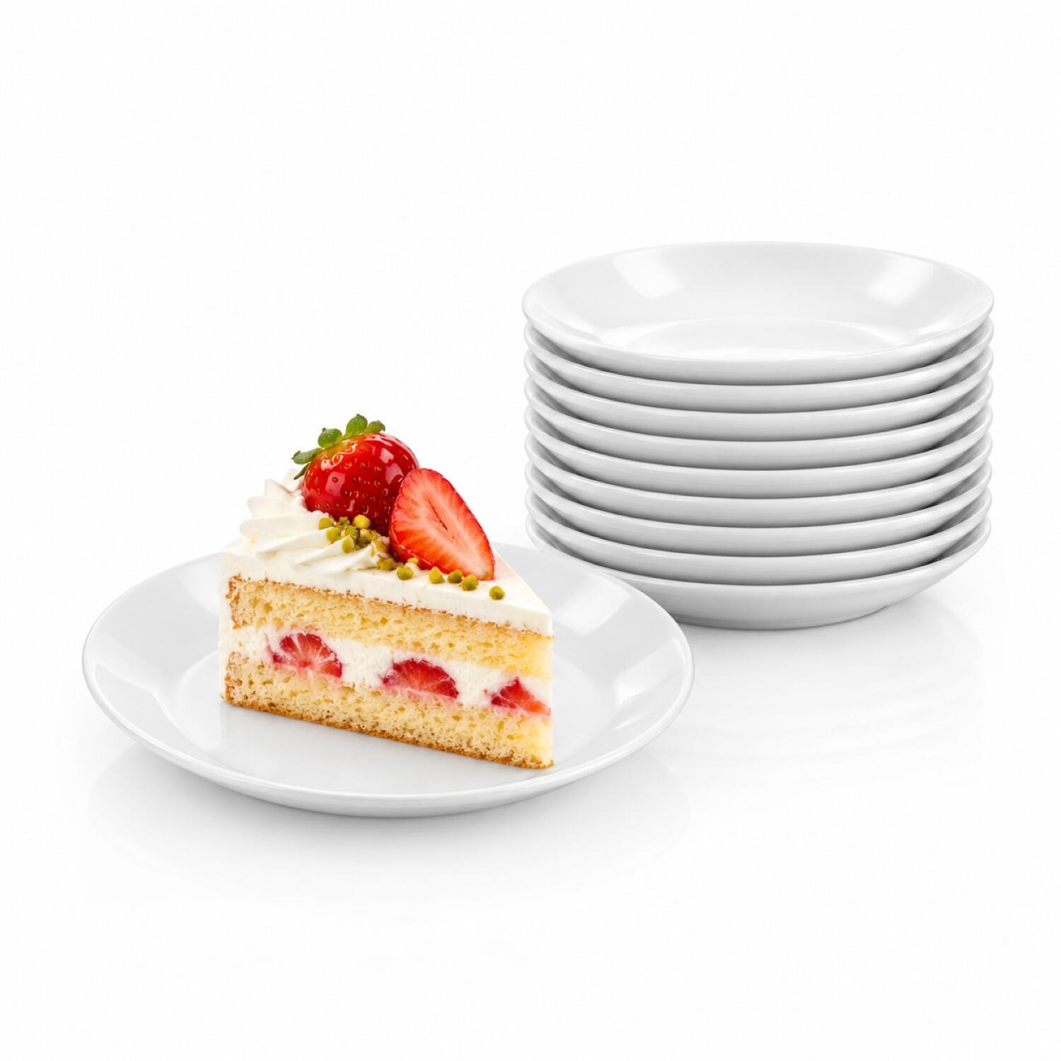 Bellatio Design Gebaksbordjes - 24x stuks - Opal glas - D18 cm - taart en dessert bordjes