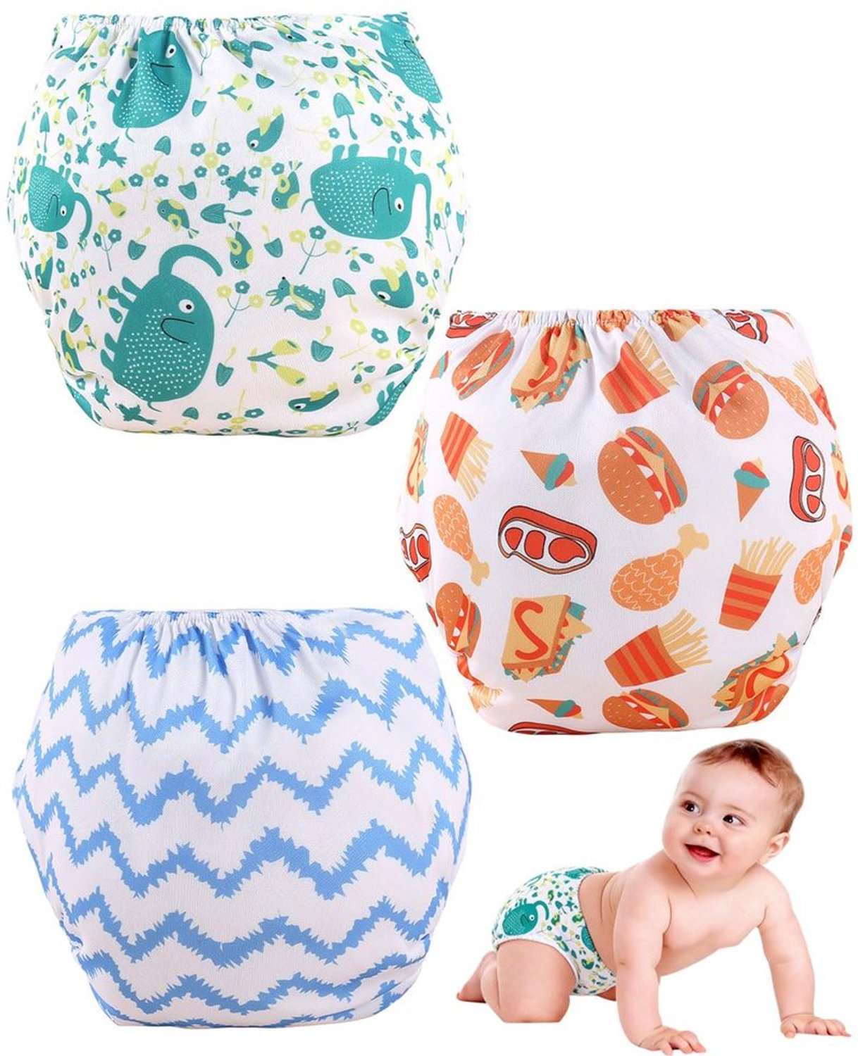 Set van 3 Wasbare Zwemluiers voor Kinderen