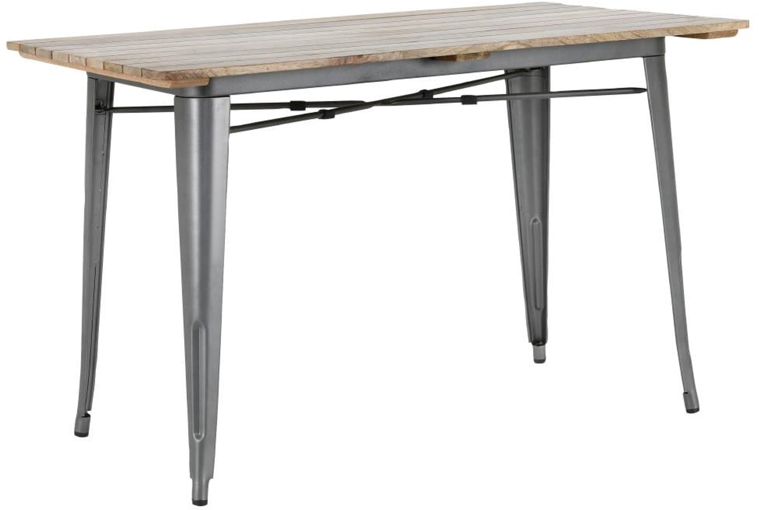 Bolero Bistro Eettafel Met Lattenblad Van Mangohout En Donkergrijze Poot 1200mm Grijs