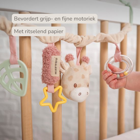 Nattou Wagenspanner Baby Giraf Gina - Baby Speelgoed - Speelgoed voor Thuis of Onderweg - 17 cm - Meerkleurig — afbeelding 5