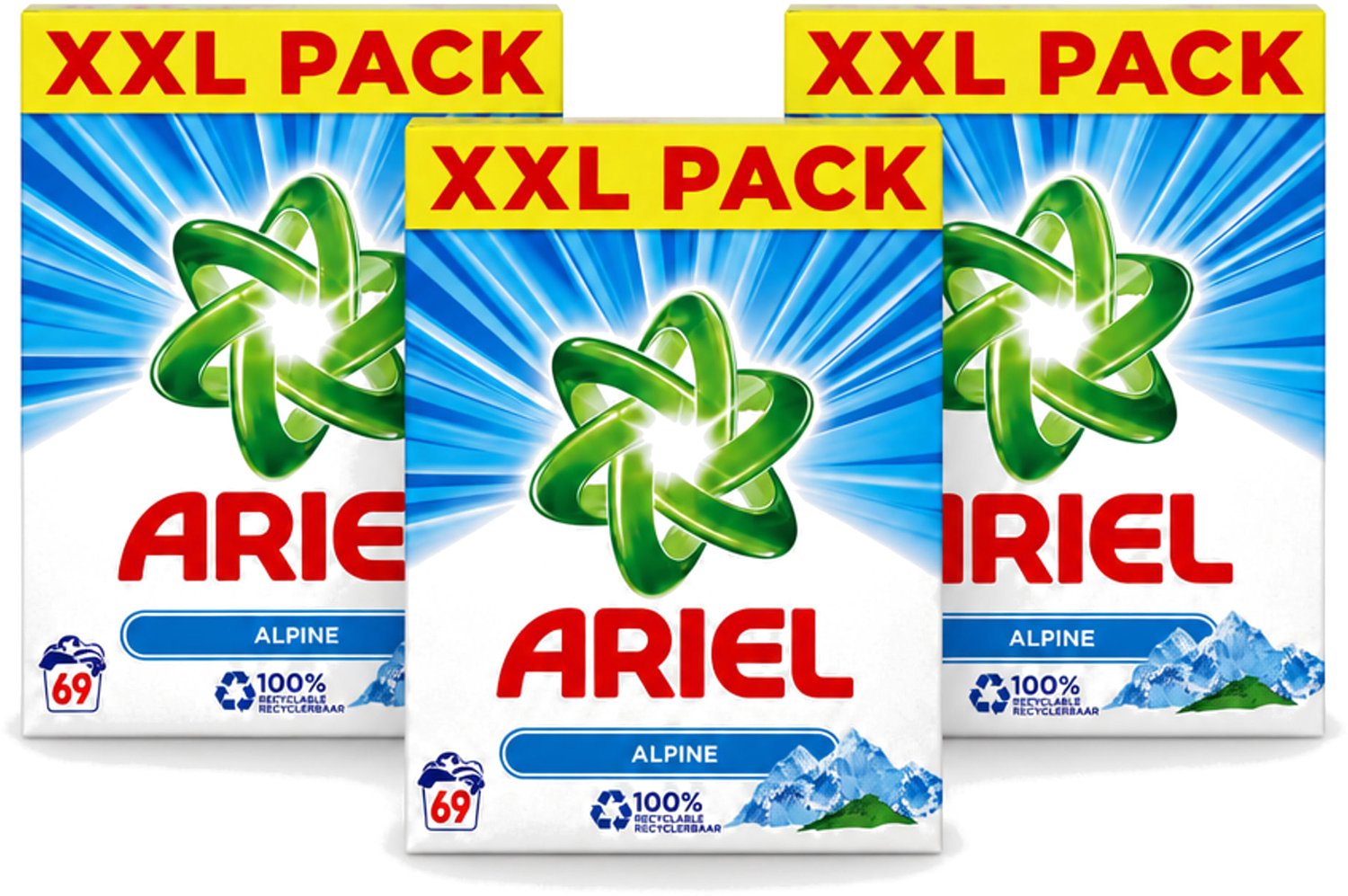 3 x Ariel – Waspoeder – Alpine – 4,485 kg – 69 wasbeurten - Voordeelverpakking - 3 stuks