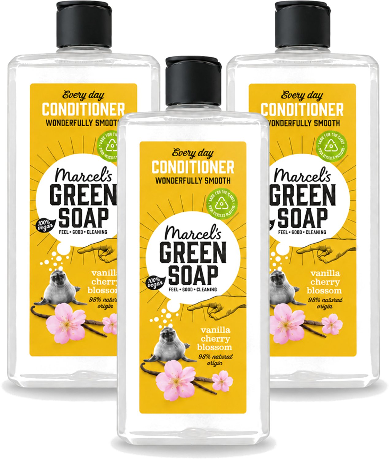 3 x Marcel’s Green Soap – Conditioner – Vanilla & Cherry Blossom – 300 ml - Voordeelverpakking - 3 stuks