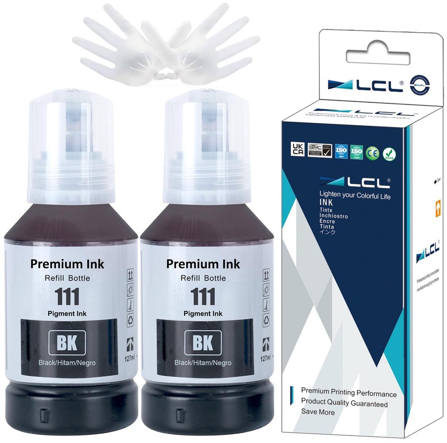 Inktfles voor Epson 111 - 2 Stuks Zwart 70 ml