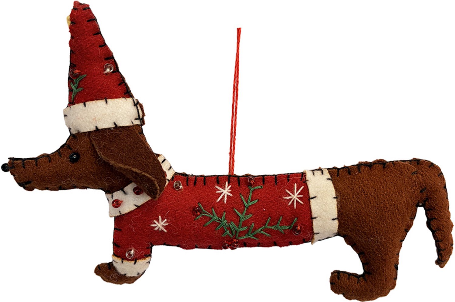 Clayre & Eef Kersthanger Hond Teckel Bruin Vilt