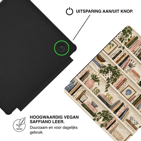 Lunso Geschikt voor Kobo Libra Colour hoesje (7 inch) - Vegan Saffiano Leren Sleep Cover - Libris — afbeelding 2