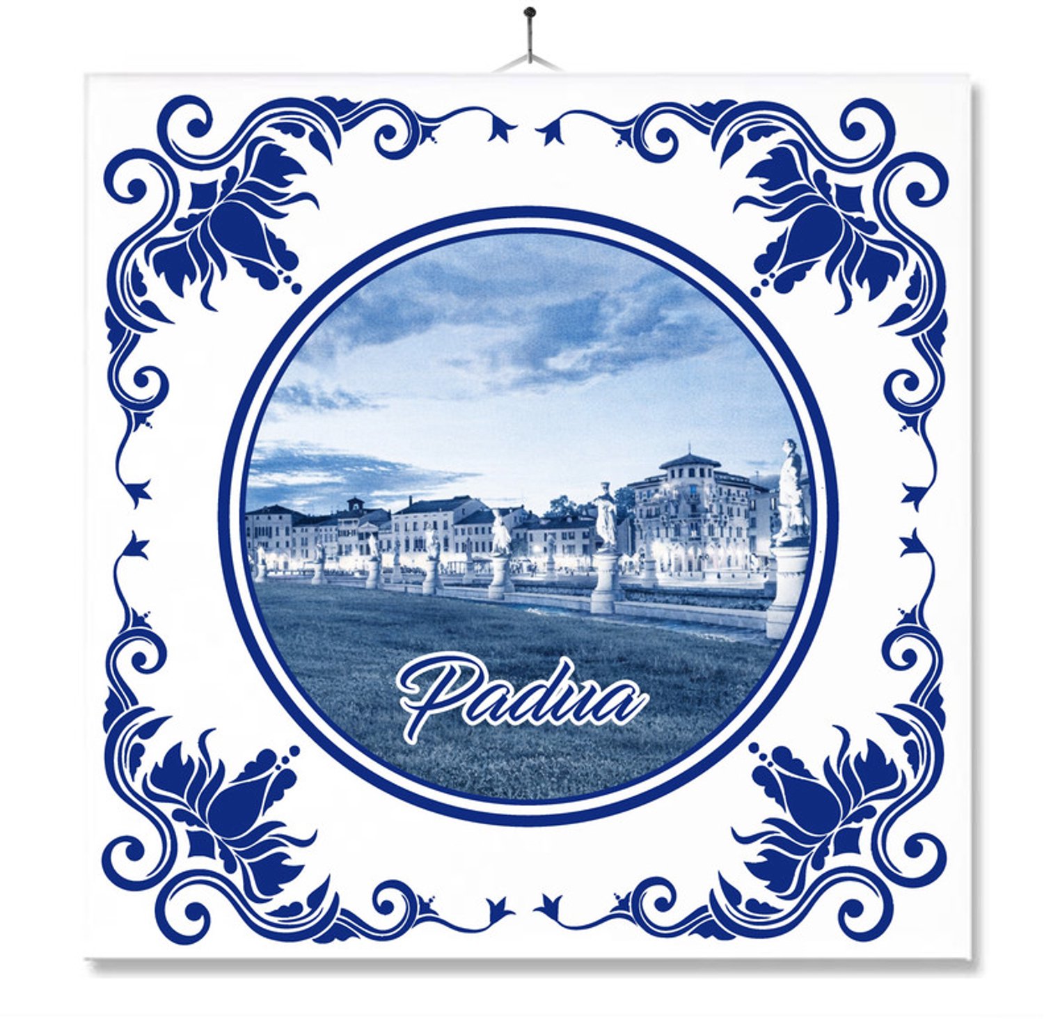 MC Living Tegel Met Opdruk | Padua | Delft Blauw | Cadeau | Inclusief Geschenkdoos | Standaard | Ophangsysteem Multi-Color