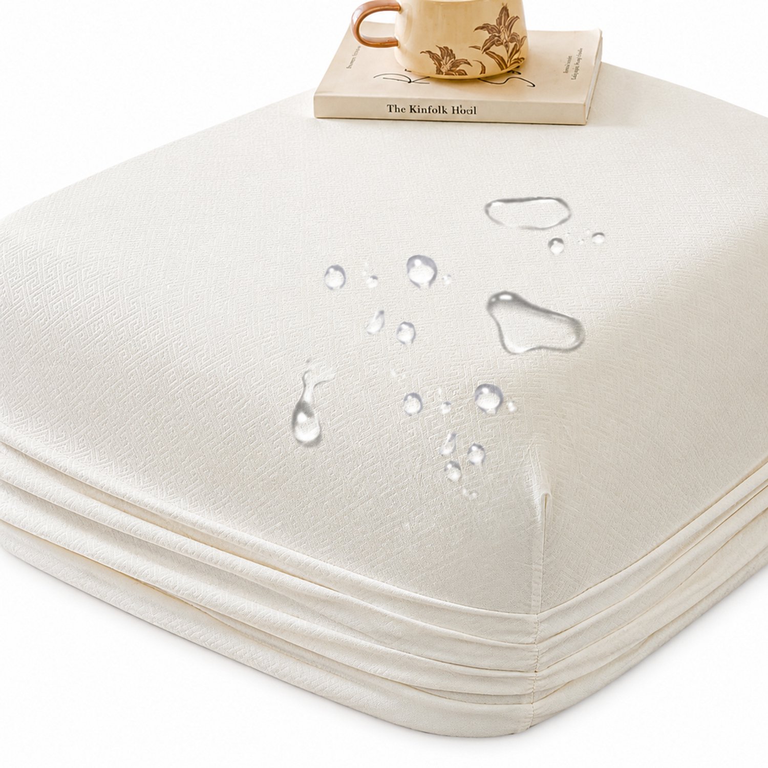 SWGOTA Waterdichte hoeslakenset wit, 180 x 200 cm, geborstelde stof, 1 hoeslaken en 2 kussenslopen, voor matrassen tot 30 cm hoog Melkwit