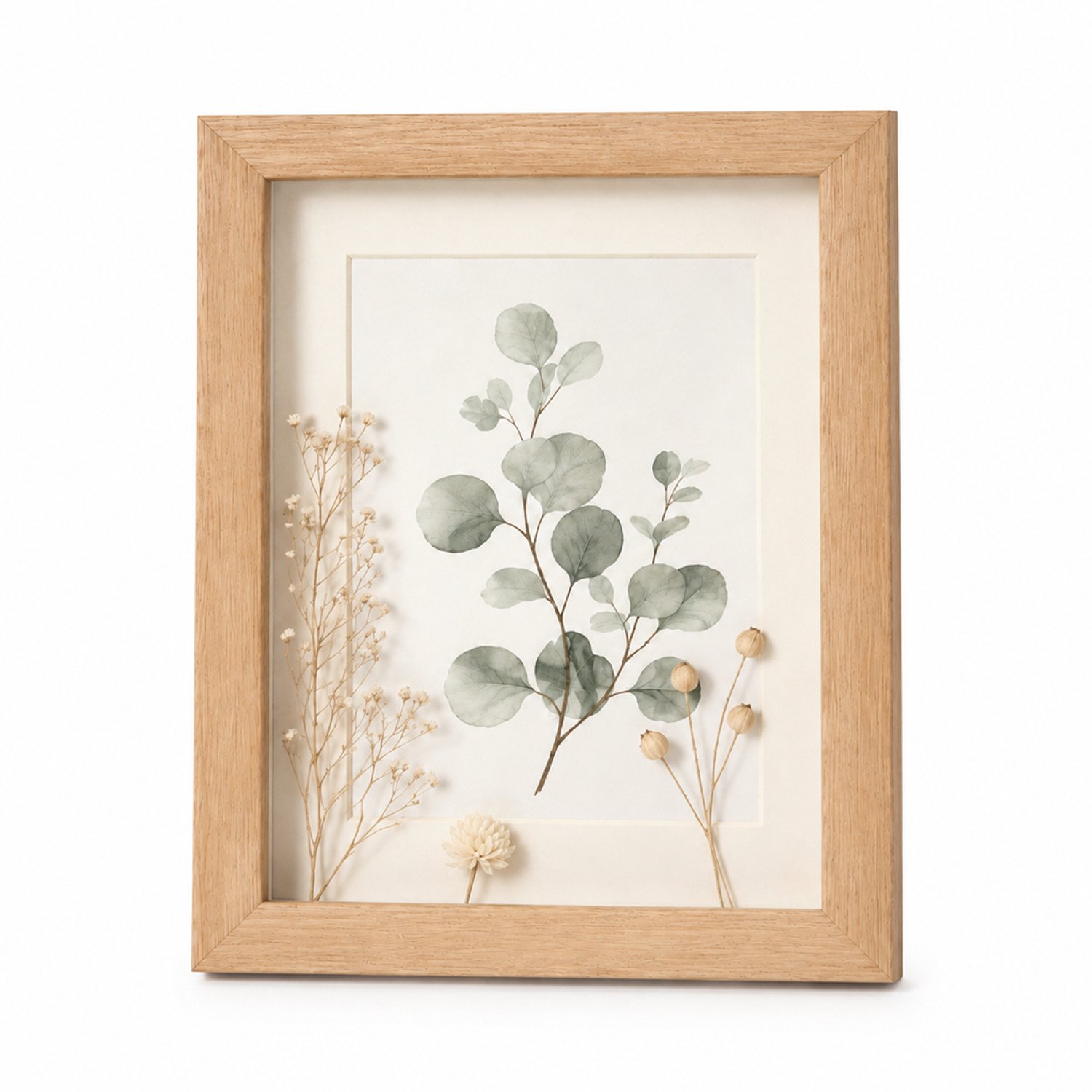 SWGOTA MDF fotolijst in naturel houtkleur, 6 x 8 inch (15,2 x 20,3 cm), 2 cm diepe binnenruimte, met glas en afbeelding