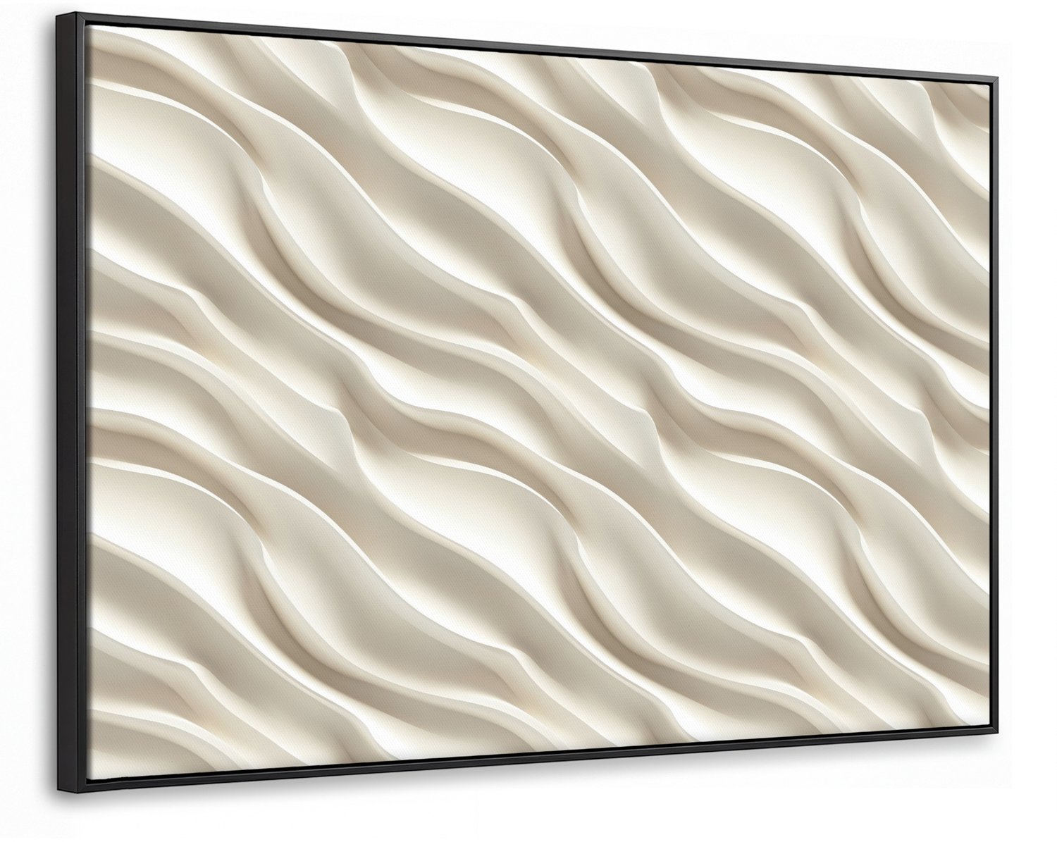 Canvas Schilderij met Baklijst XXL Canvas Schilderij met Baklijst 120x80cm - Diagonaal - Golven - Crème - Muurdecoratie woonkamer - Slaapkamer decoratie - Kamer accessoires - Schilderijen op canvas met lijst groot