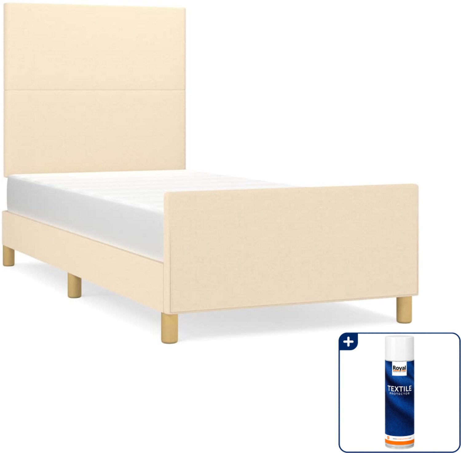 vidaXL bedframe - 90 x 190 cm - stof - crèmekleurig - Inclusief textielbeschermer 500 ml Grijs