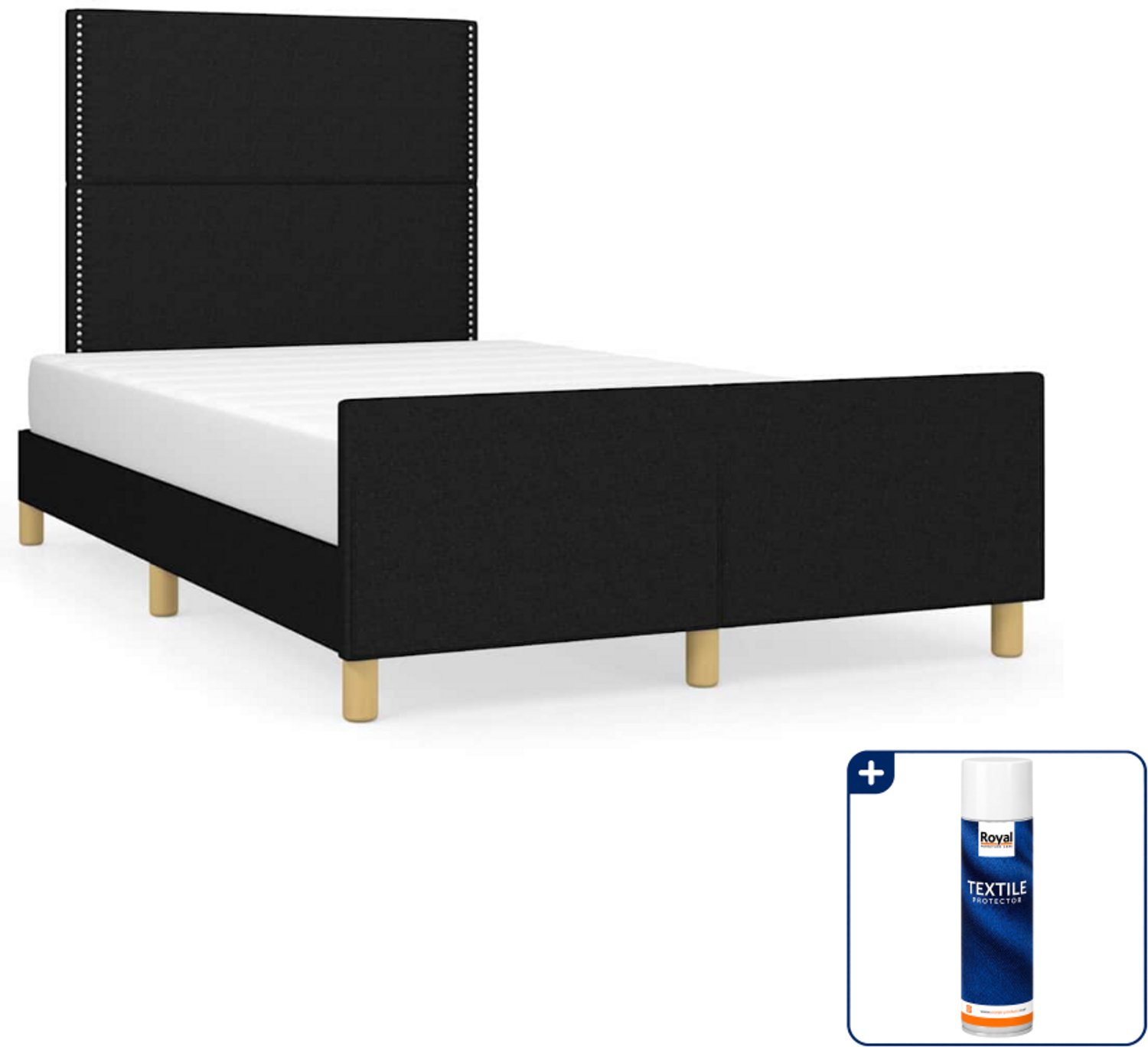 vidaXL bedframe - 120 x 200 cm - stof - zwart - Inclusief textielbeschermer 500 ml Blauw