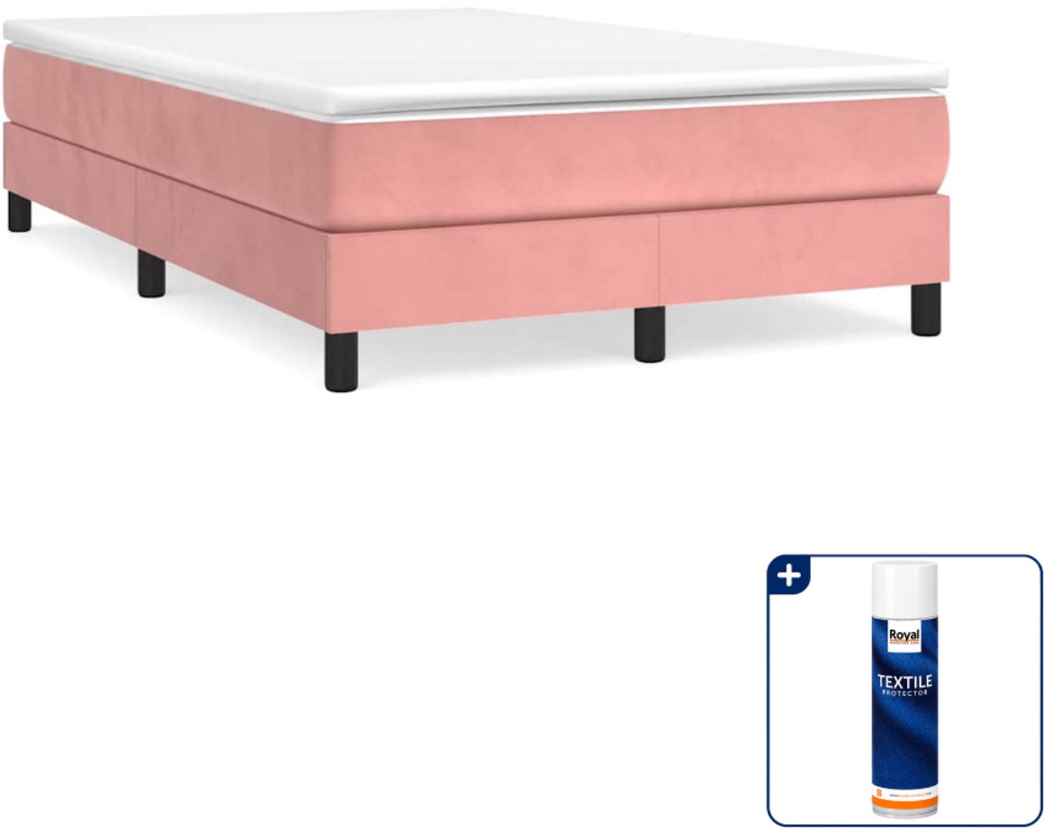 vidaXL boxspring bed - 120 x 200 cm - fluweel - roze - Inclusief textielbeschermer 500 ml Taupe