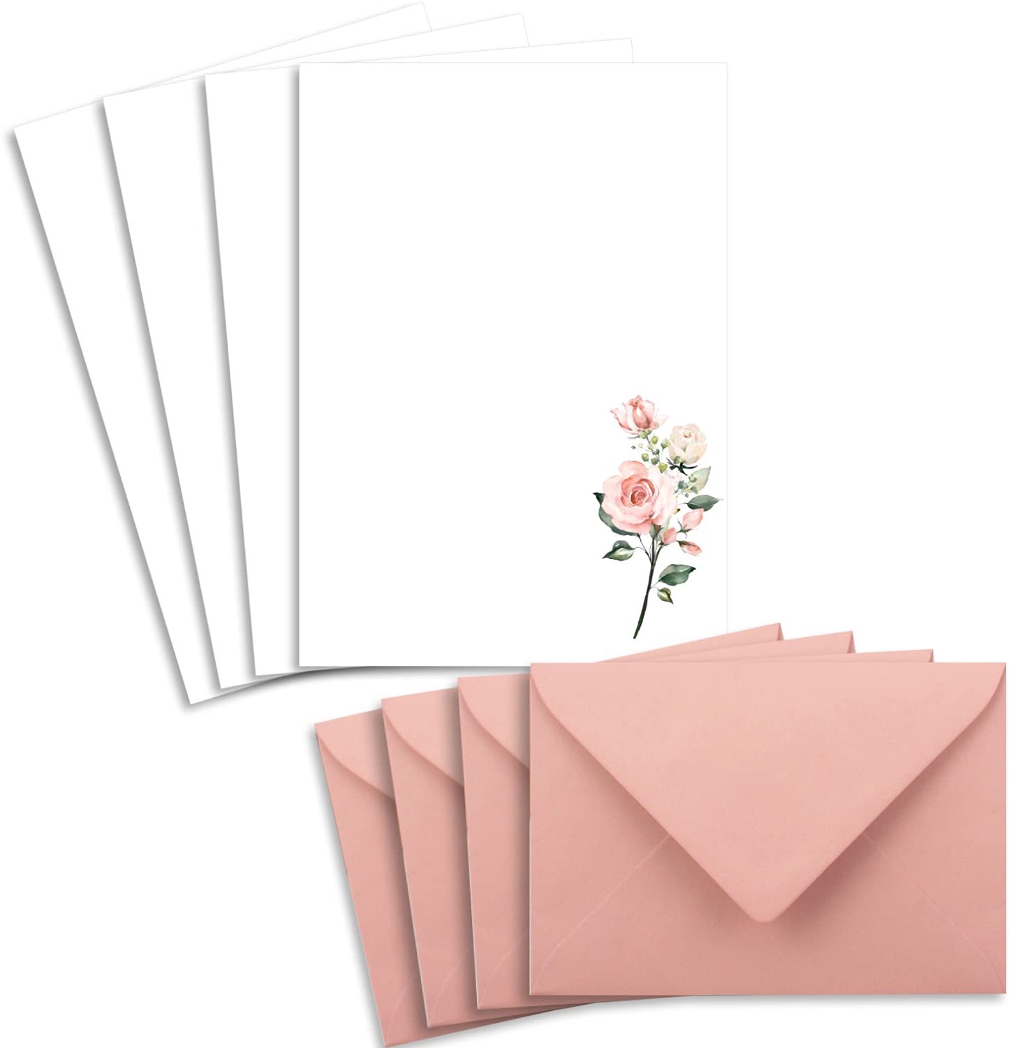 Set van 200 Briefpapier DIN A5 met C6 Enveloppen in Roze