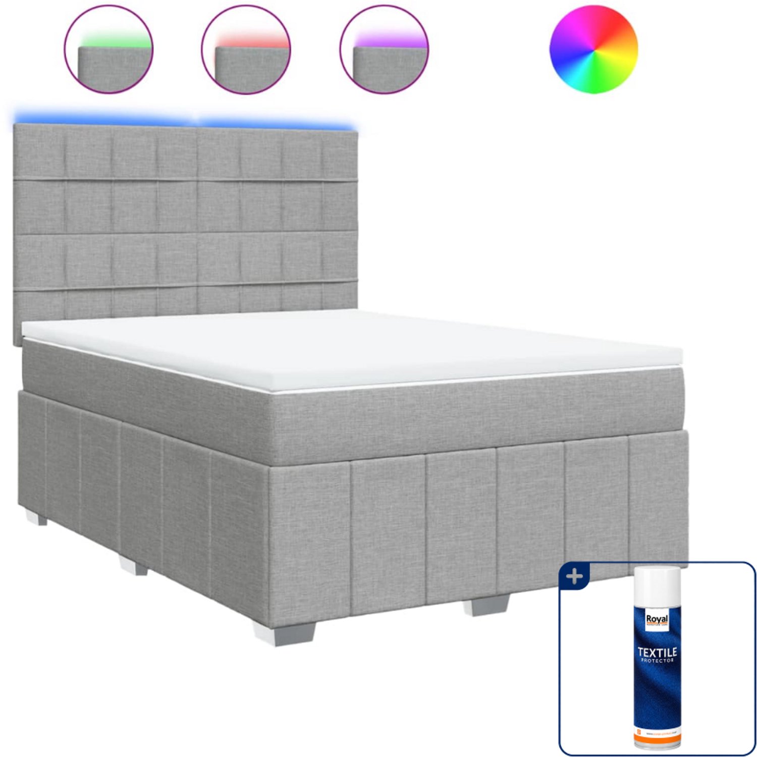vidaXL Queensize boxspring met matras - 160 x 200 cm - lichtgrijs - Inclusief textielbeschermer 500 ml