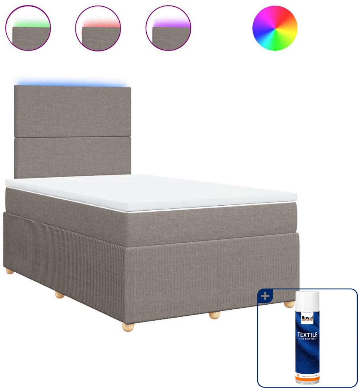 vidaXL boxspring - 120 x 190 cm - stof - taupe - Inclusief textielbeschermer 500 ml