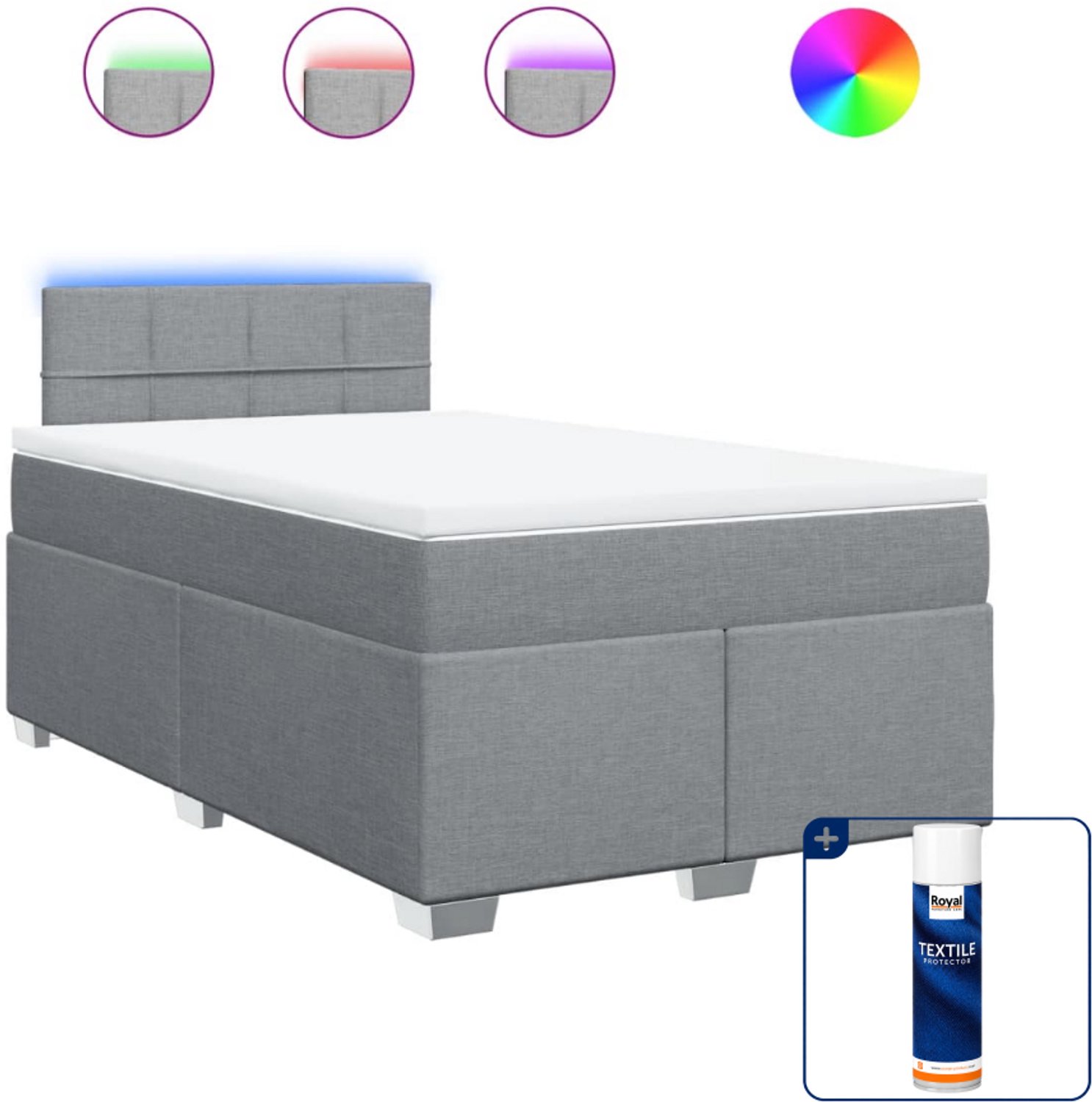 vidaXL boxspring met matras 120 x 190 cm - lichtgrijs - Inclusief textielbeschermer 500 ml