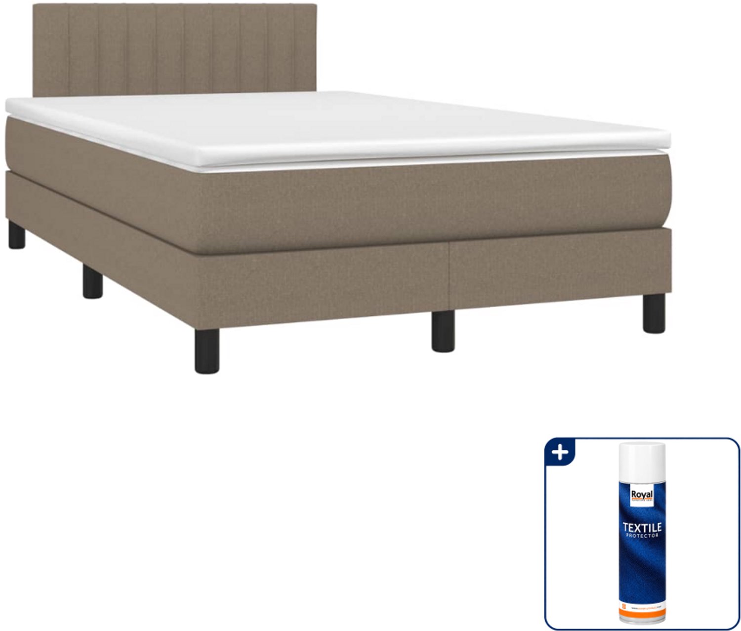 vidaXL boxspring met matras - 120 x 190 cm - taupe - Inclusief textielbeschermer 500 ml