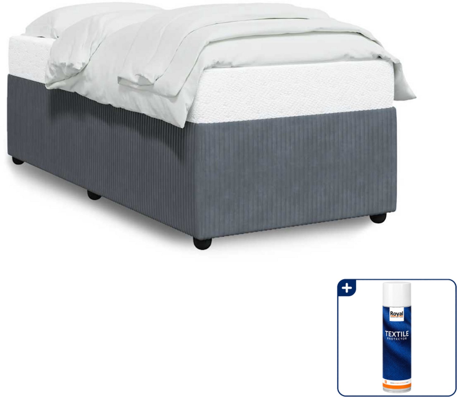 vidaXL bedframe 90 x 200 cm - fluweel - donkergrijs - Inclusief textielbeschermer 500 ml