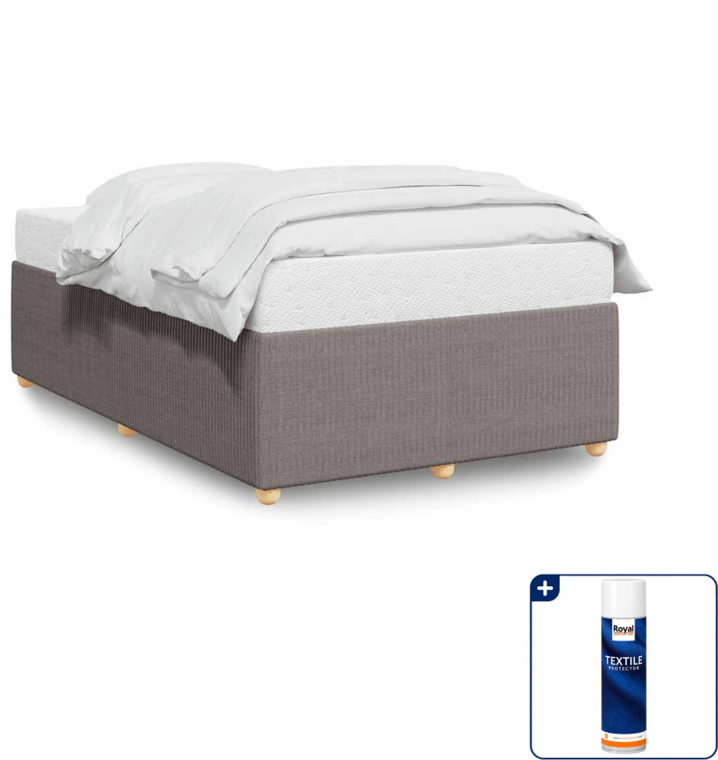 vidaXL bedframe 120 x 190 cm - stof - taupe - Inclusief textielbeschermer 500 ml