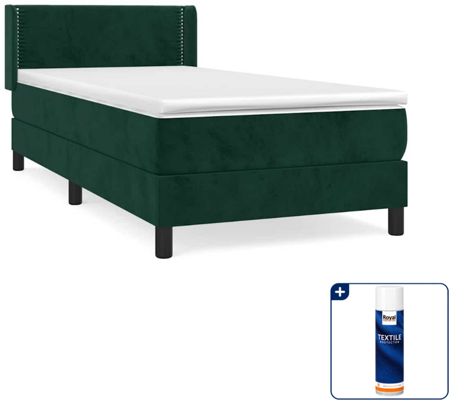 vidaXL boxspring - 80 x 200 cm - fluweel - donkergroen - Inclusief textielbeschermer 500 ml