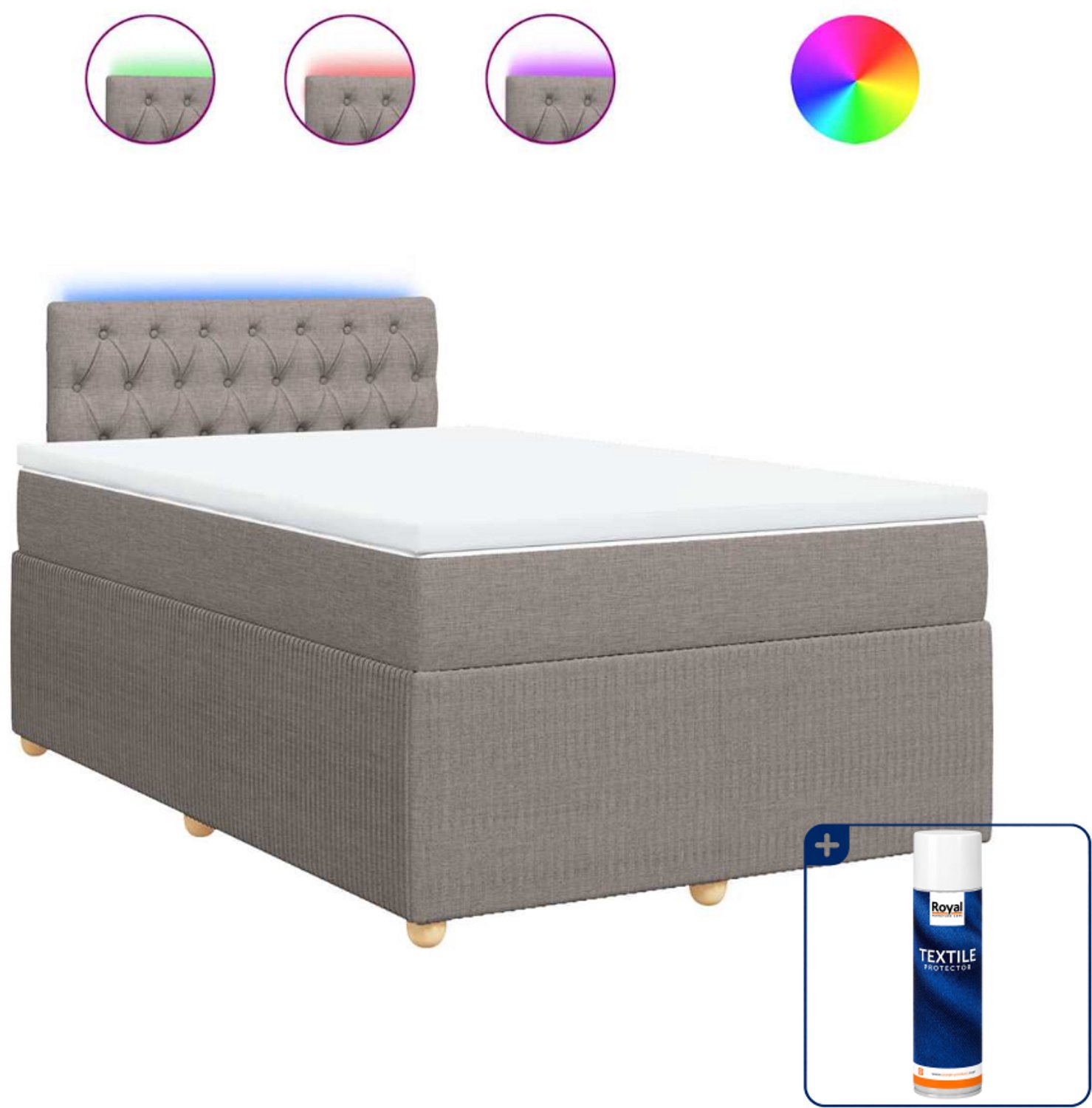 vidaXL boxspring met matras - 120 x 190 cm - stof - taupe - Inclusief textielbeschermer 500 ml