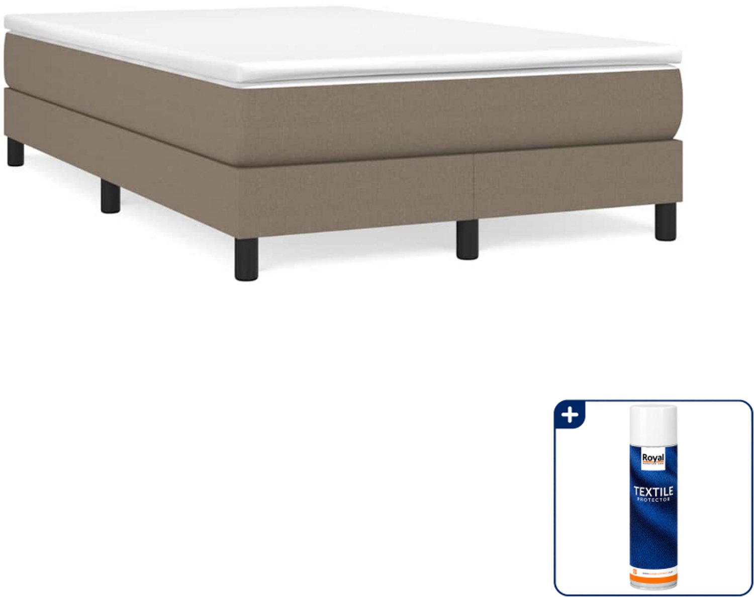 vidaXL boxspring met matras 120 x 200 cm - stof - taupe - Inclusief textielbeschermer 500 ml