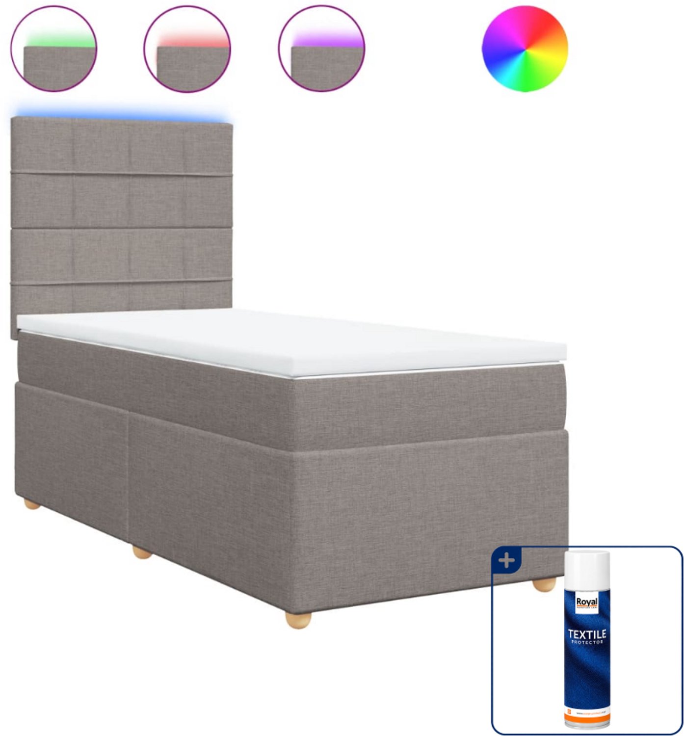 vidaXL boxspring met matras 90 x 190 cm - taupe - Inclusief textielbeschermer 500 ml