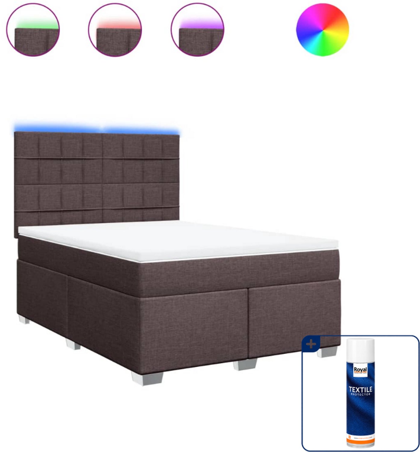 vidaXL boxspring Small double - 140 x 200 cm - stof - donkerbruin - Inclusief textielbeschermer 500 ml