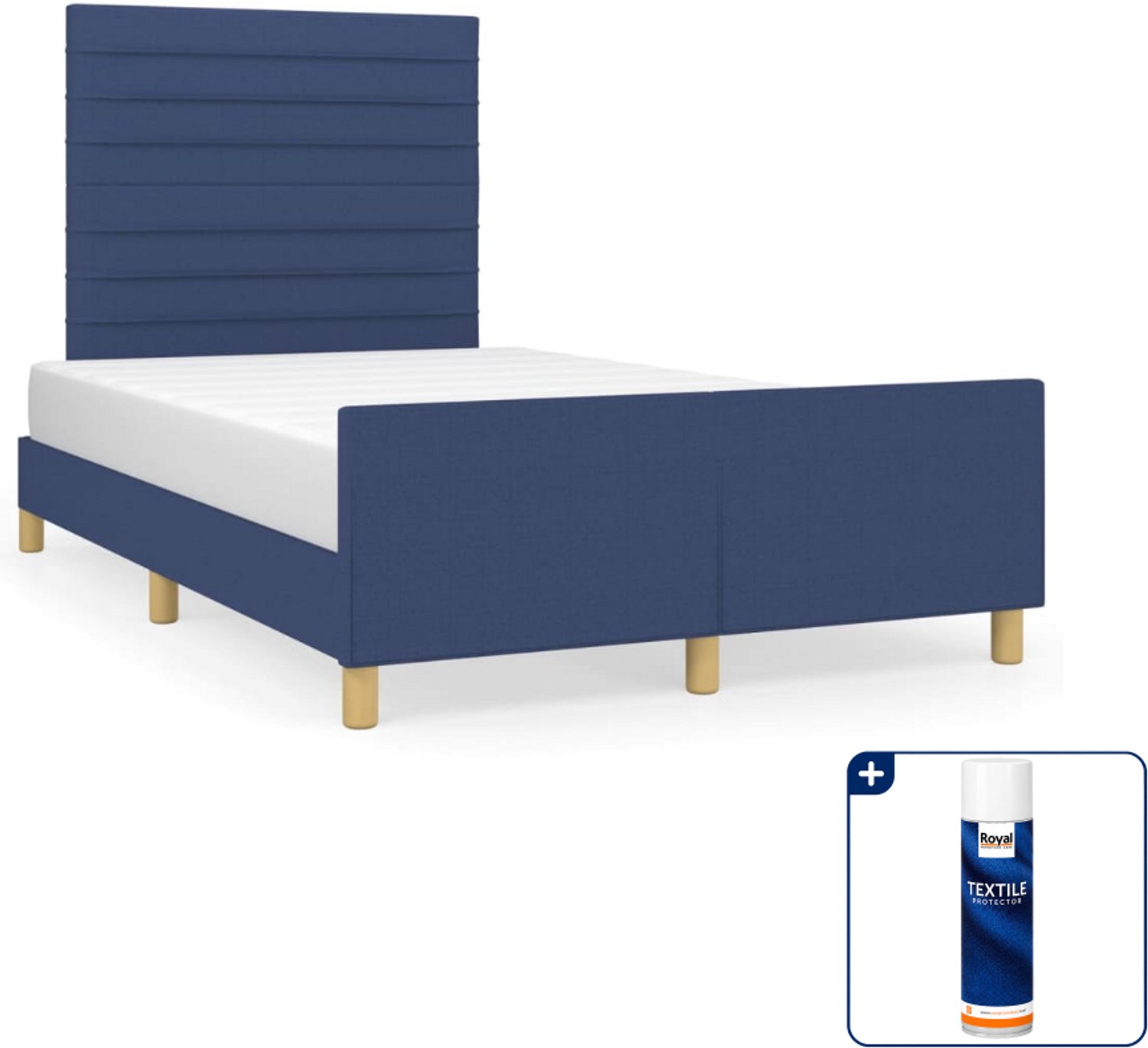 vidaXL bedframe 120 x 190 cm - stof - blauw - Inclusief textielbeschermer 500 ml