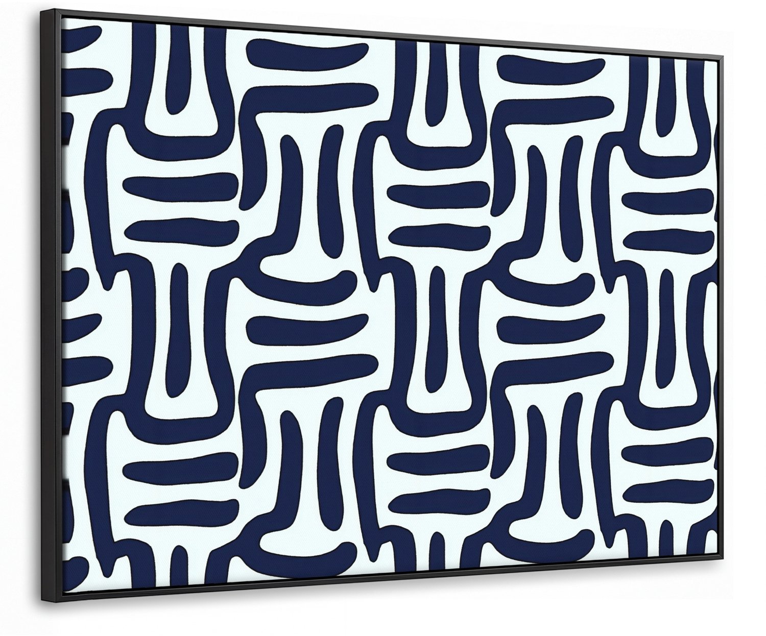 Canvas Schilderij met Baklijst 70x50cm - Abstract - Modern - Blauw - Muurdecoratie woonkamer - Slaapkamer decoratie - Kamer accessoires - Schilderijen op canvas met lijst