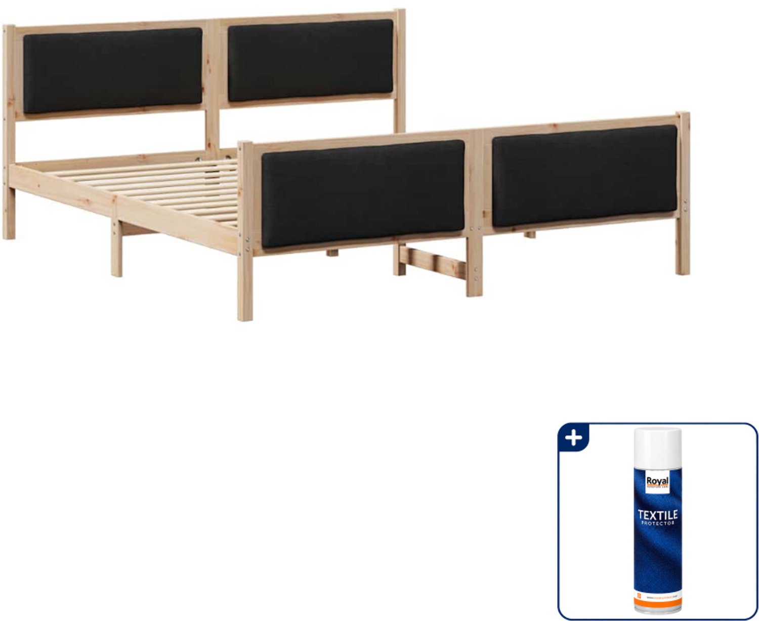 vidaXL Bedframe - 200 x 200 cm - zwart - Inclusief textielbeschermer 500 ml