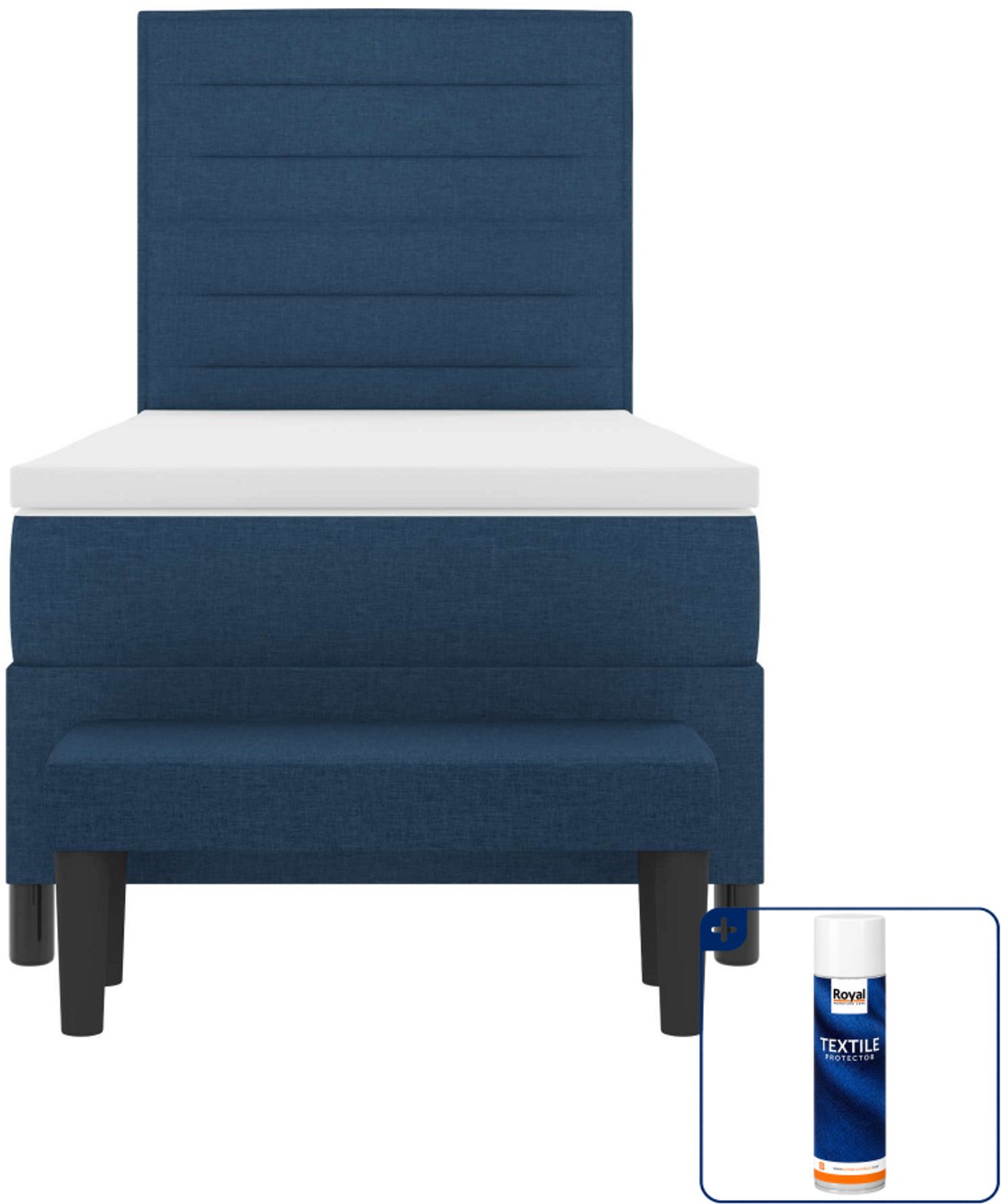 vidaXL boxspringbed - 90 x 190 cm - stof - blauw - Inclusief textielbeschermer 500 ml