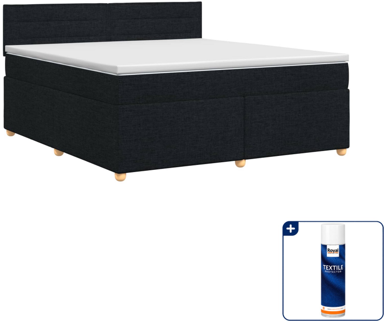 vidaXL boxspringbed - 140 x 190 cm - zwart - Inclusief textielbeschermer 500 ml