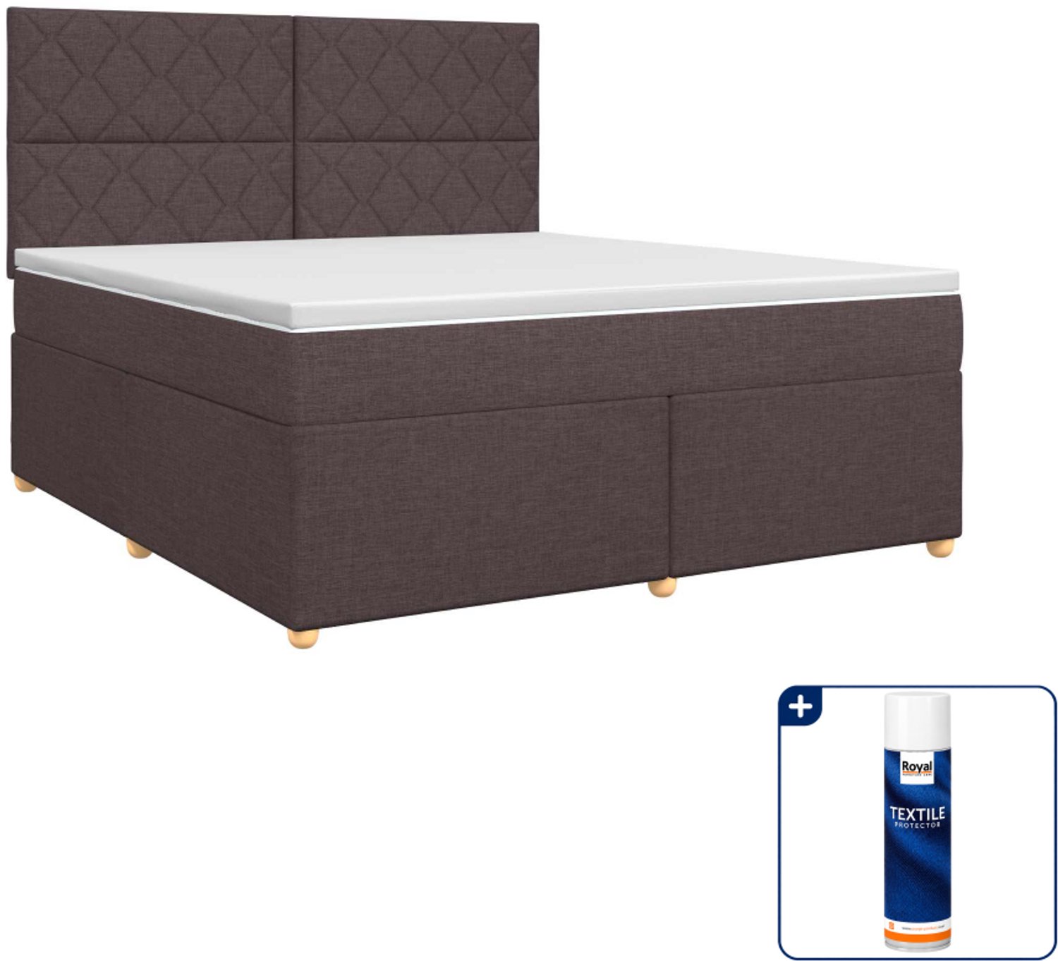 vidaXL boxspringbed - Queensize - 160 x 200 cm - donkerbruin - Inclusief textielbeschermer 500 ml