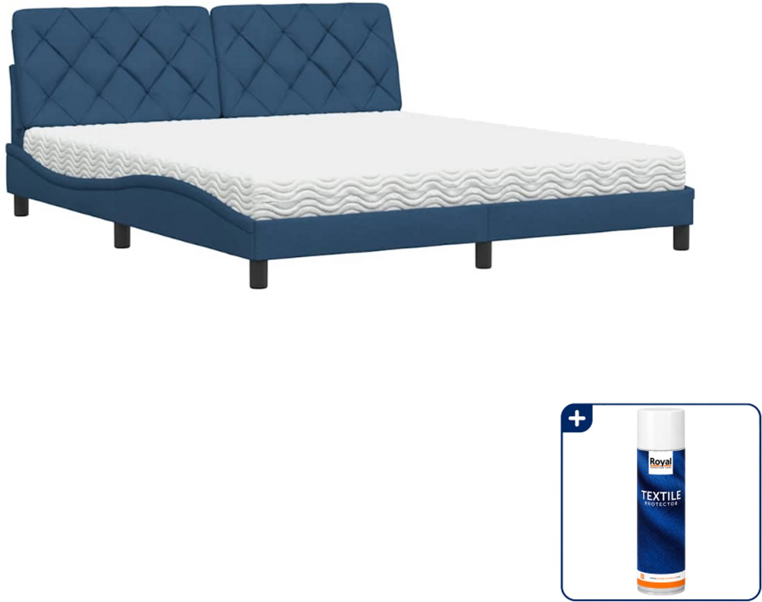 vidaXL Piran bed - Kingsize - 180 x 200 cm - blauw - Inclusief textielbeschermer 500 ml Groen