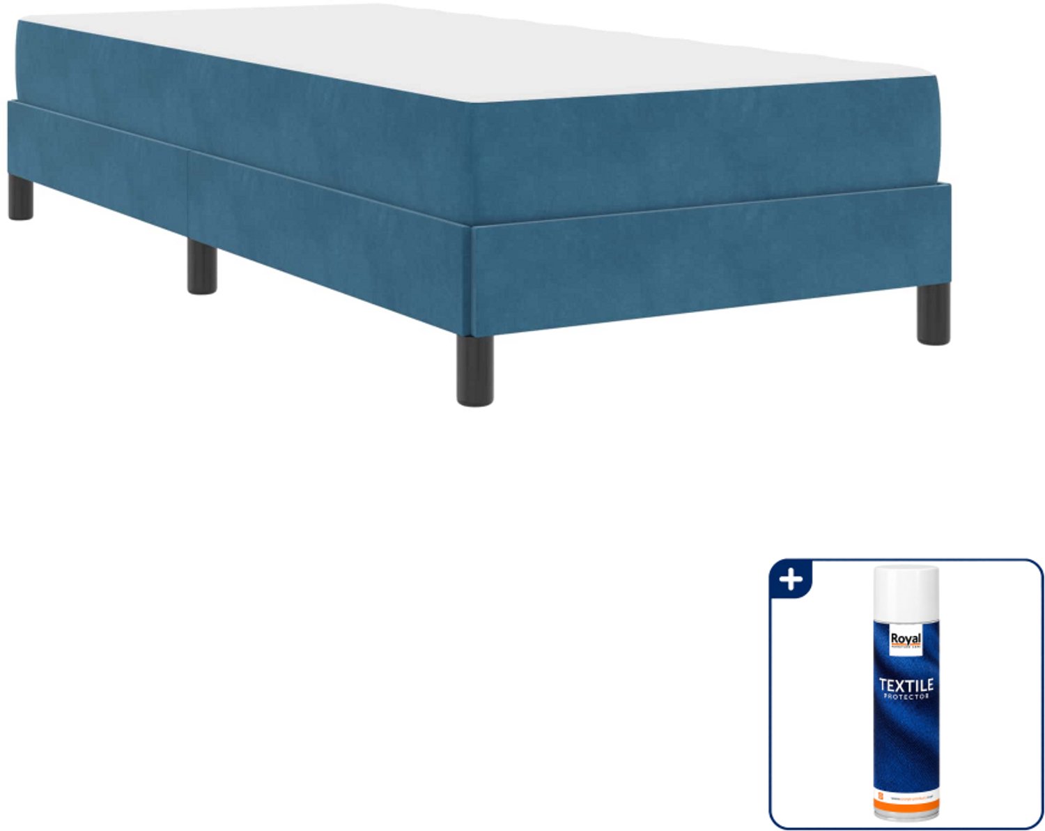 vidaXL boxspringbed met matras - 90 x 200 cm - stof - donkerblauw - Inclusief textielbeschermer 500 ml Zwart