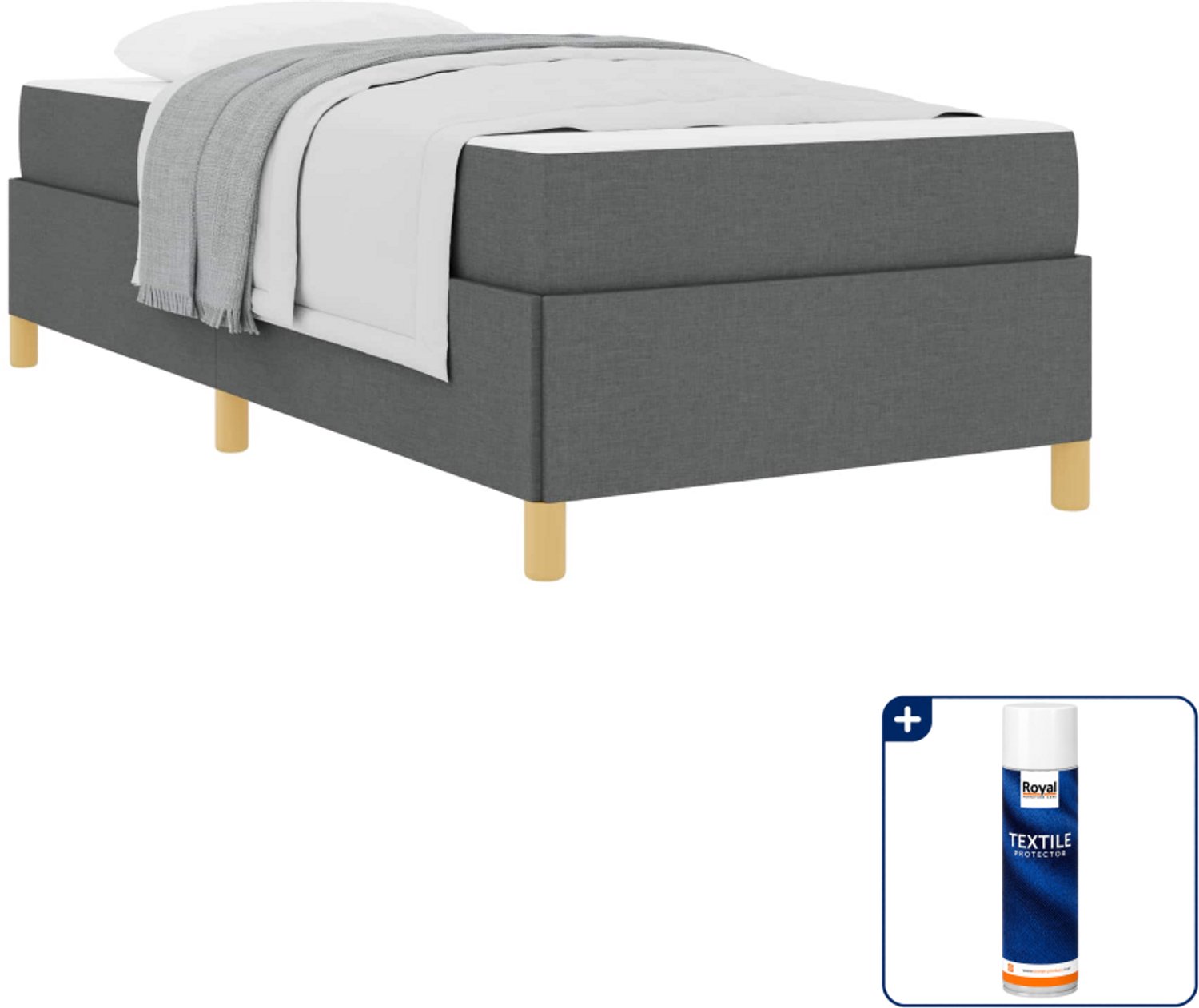 vidaXL Bed met matras - 80 x 200 cm - donkergrijs - Inclusief textielbeschermer 500 ml Lichtgrijs