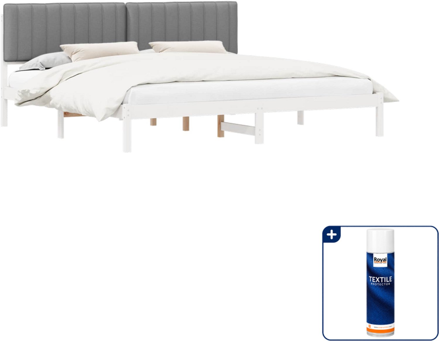vidaXL bedframe - 200 x 200 cm - lichtgrijs - Inclusief textielbeschermer 500 ml Bruin